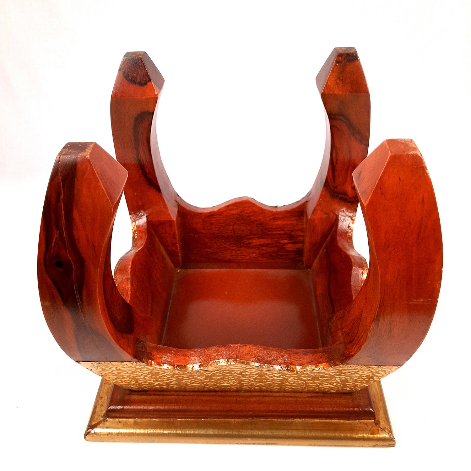 Side Table | Wood & Brass End Tables Cum Stool - for Keeping Lamp, Vases & Plants | Small Stools - for Sitting, Bedside, Home Decor, Corners, Sofa Side Stool, Office & Gifts - 10 Inch - apkamart