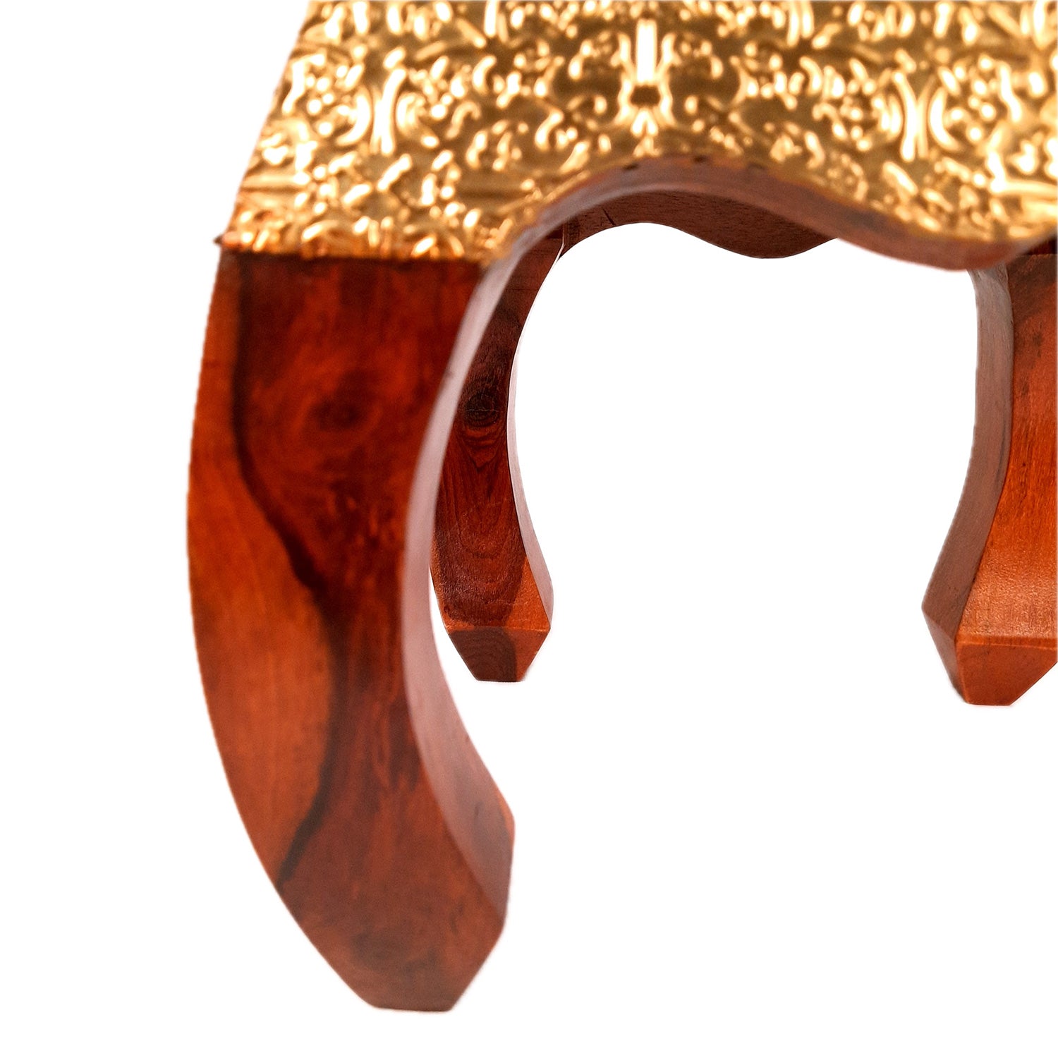 Side Table | Wood & Brass End Tables Cum Stool - for Keeping Lamp, Vases & Plants | Small Stools - for Sitting, Bedside, Home Decor, Corners, Sofa Side Stool, Office & Gifts - 10 Inch - apkamart