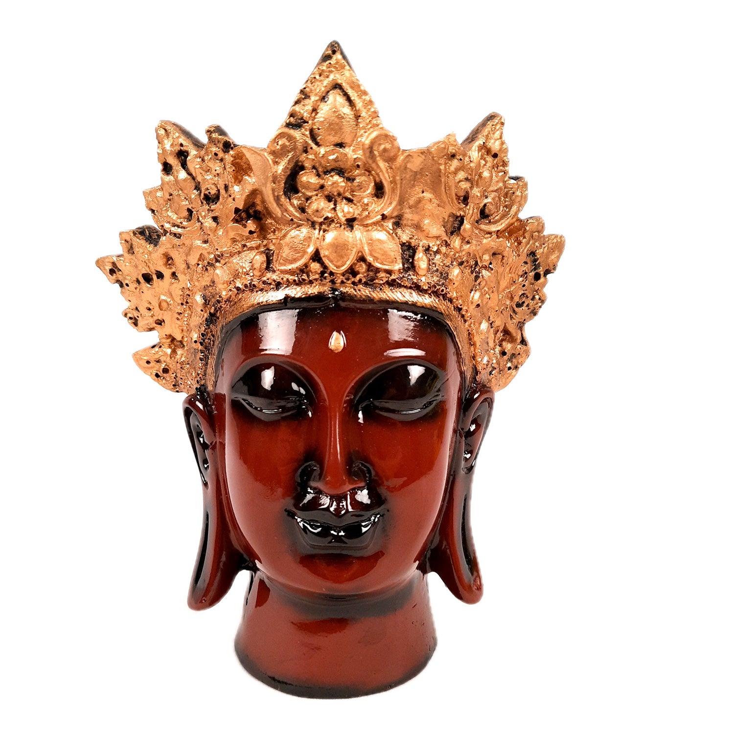 Buddha Head Statue with Rustic Look | Lord Gautam Buddha Showpiece - For Living room, Home, Table, Shelf, Office Decor & Gift - 8 Inch - apkamart #Color_Maroon