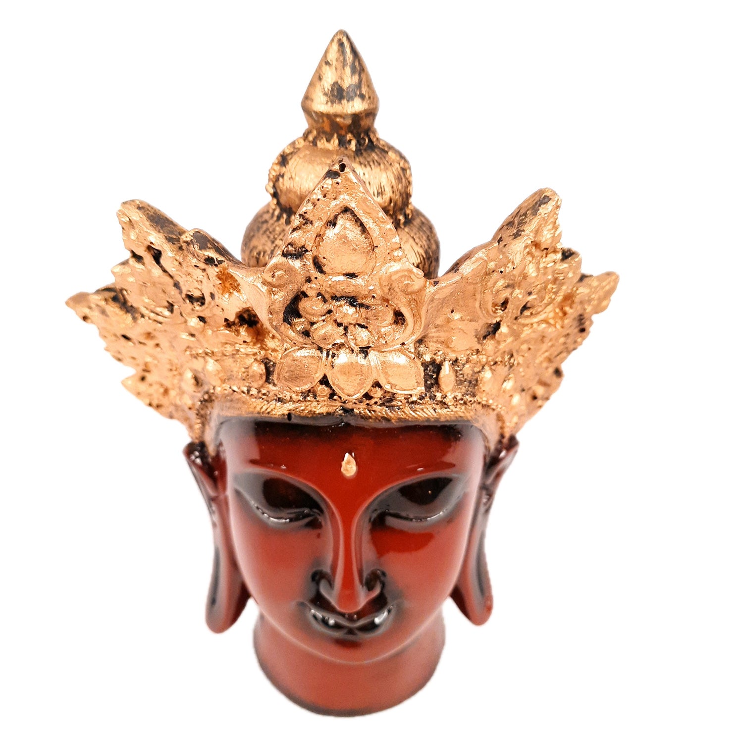 Buddha Head Statue with Rustic Look | Lord Gautam Buddha Showpiece - For Living room, Home, Table, Shelf, Office Decor & Gift - 8 Inch - apkamart #Color_Maroon