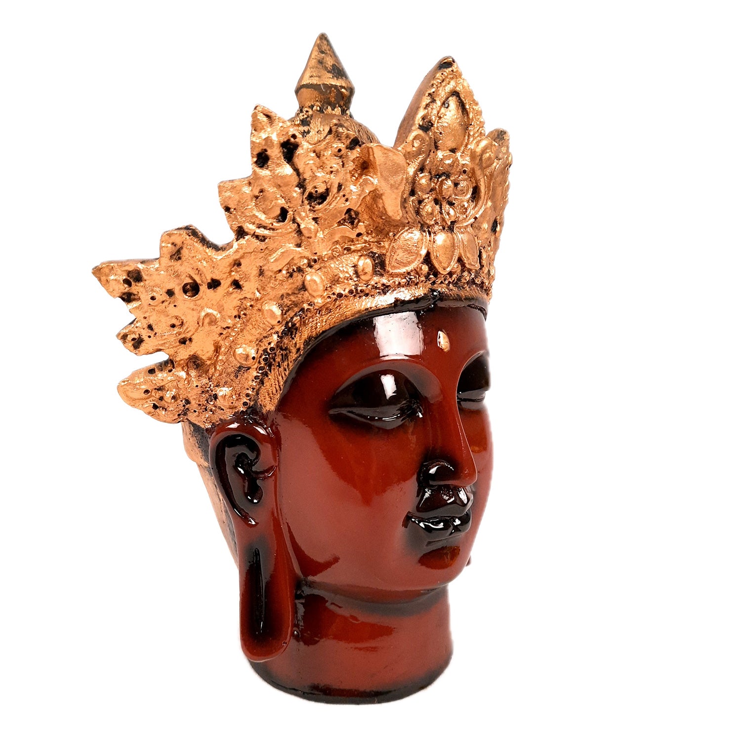 Buddha Head Statue with Rustic Look | Lord Gautam Buddha Showpiece - For Living room, Home, Table, Shelf, Office Decor & Gift - 8 Inch - apkamart #Color_Maroon