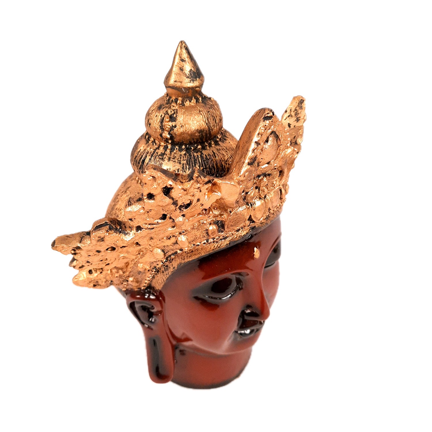 Buddha Head Statue with Rustic Look | Lord Gautam Buddha Showpiece - For Living room, Home, Table, Shelf, Office Decor & Gift - 8 Inch - apkamart #Color_Maroon