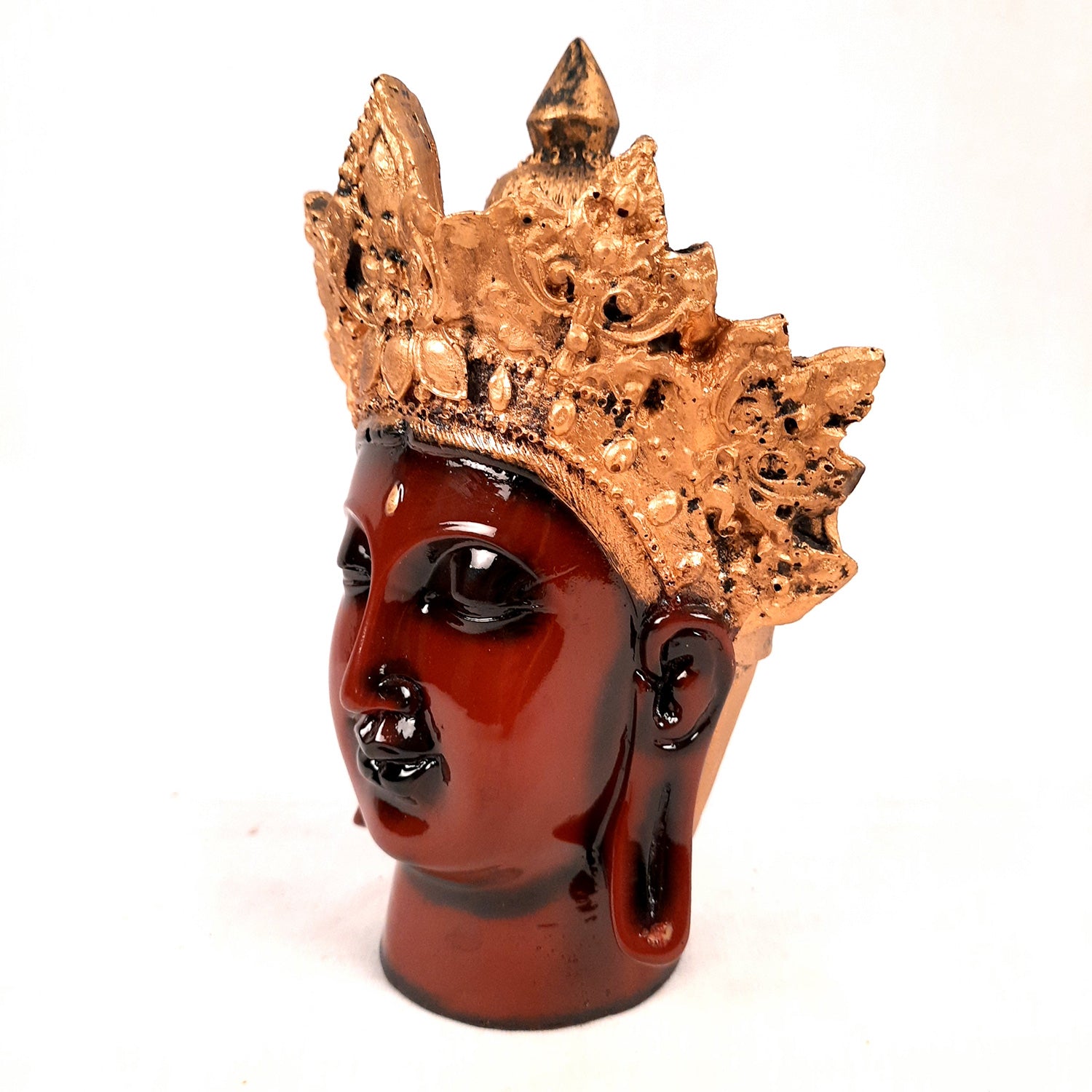 Buddha Head Statue with Rustic Look | Lord Gautam Buddha Showpiece - For Living room, Home, Table, Shelf, Office Decor & Gift - 8 Inch - apkamart #Color_Maroon