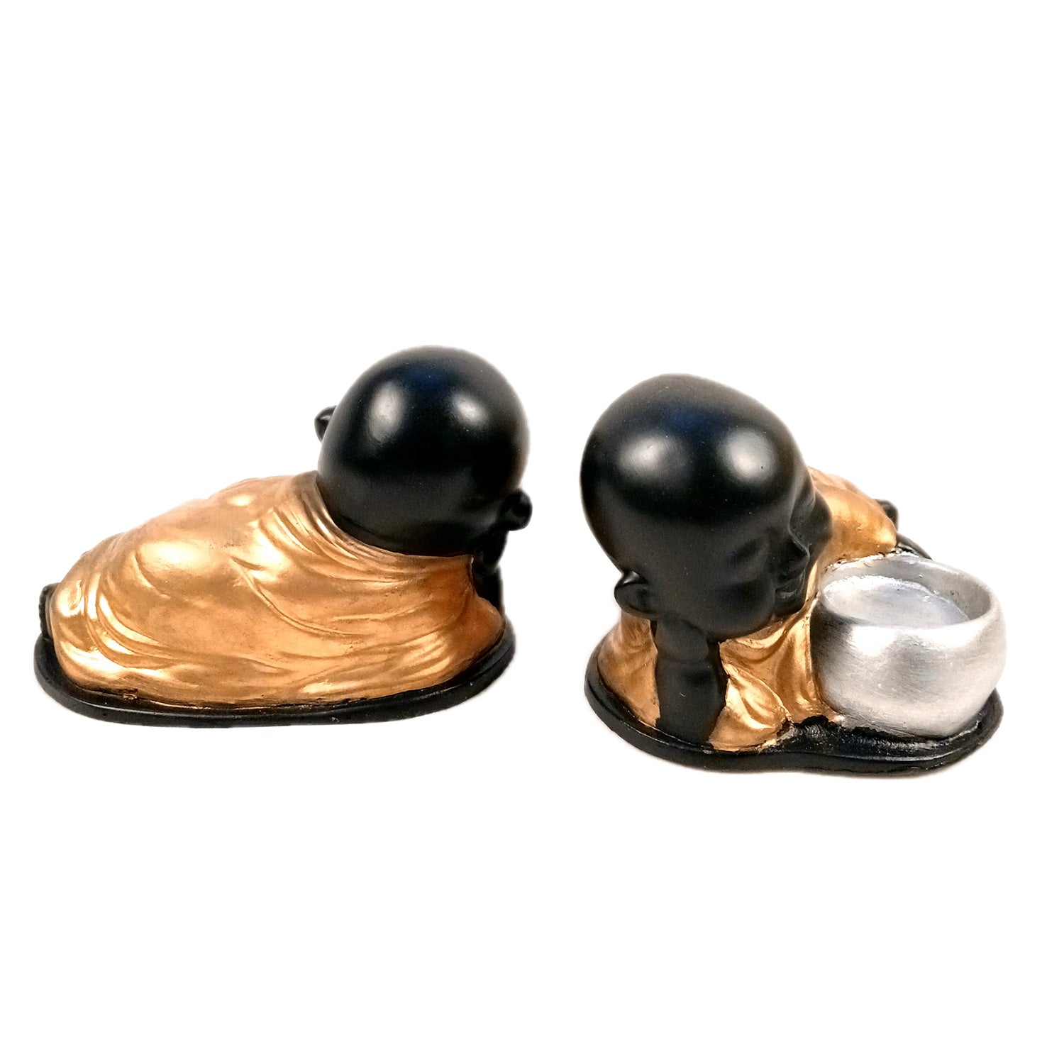 Buddha Showpiece With Tea Light Holder | baby Monk T - Light Candle Stand - for Living Room, Table, Shelf Decor | Home Decorative Item - 4 Inch - Apkamart #Style_Pack Of 2