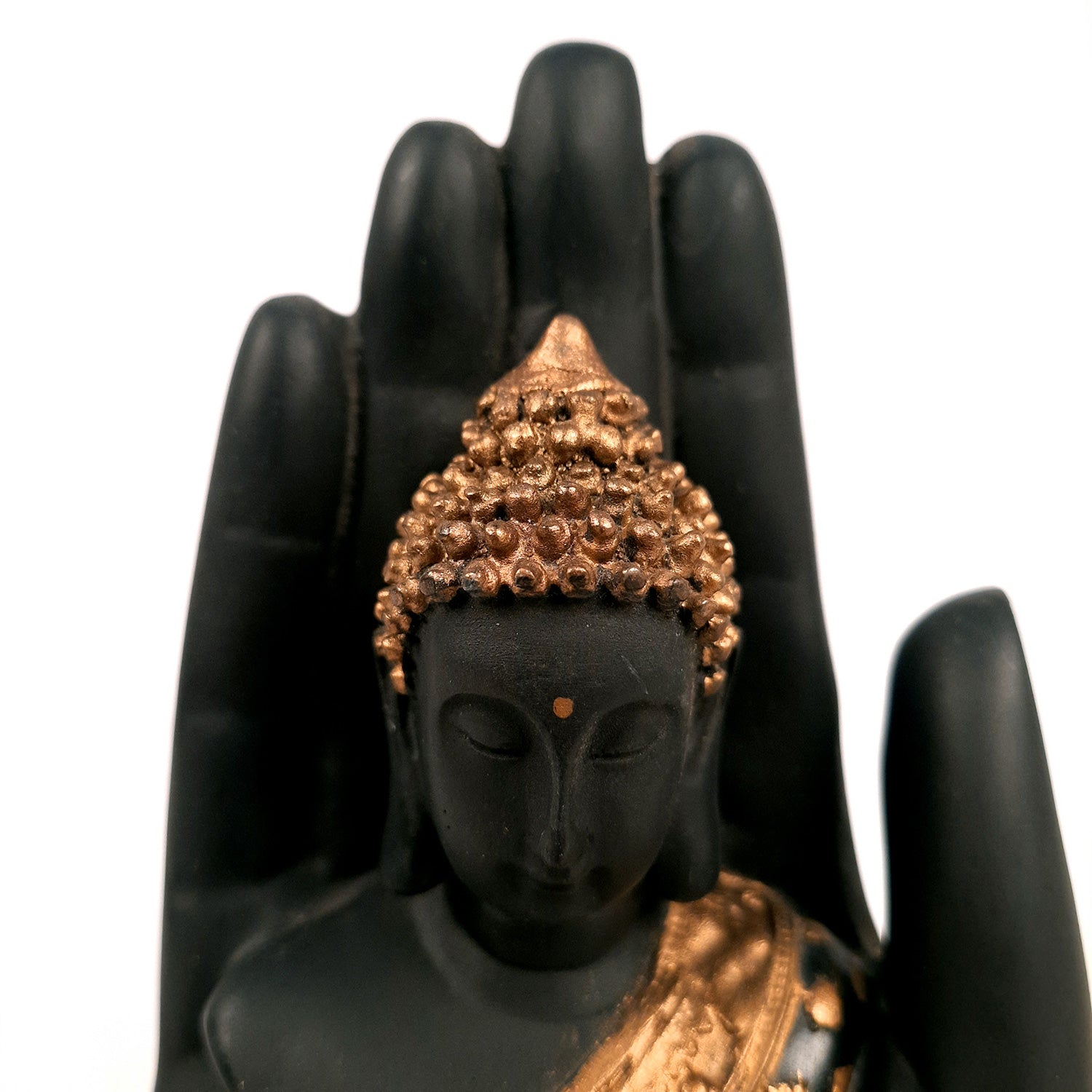 Palm Buddha Statue | Lord Gautam Buddha in Meditation Showpiece - For Living room, Home, Table, Shelf, Office Decor & Gift - 6 Inch - Apkamart
