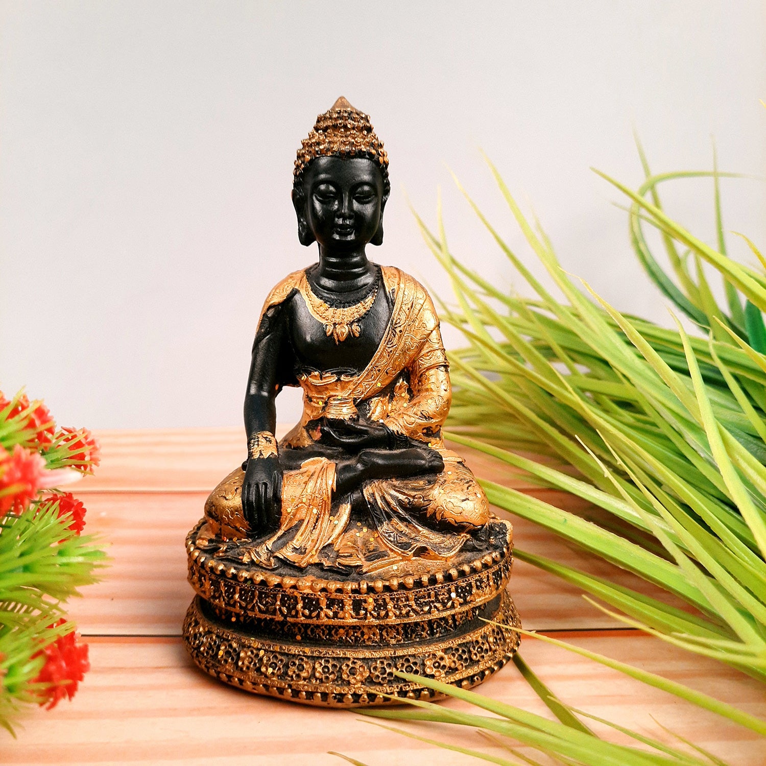 Buddha Statues | Lord Gautam Buddha In Meditation Idol Showpiece - For Living room, Home, Table, Shelf, Office Decor | Housewarming & Birthday Gift - 6 Inch - Apkamart