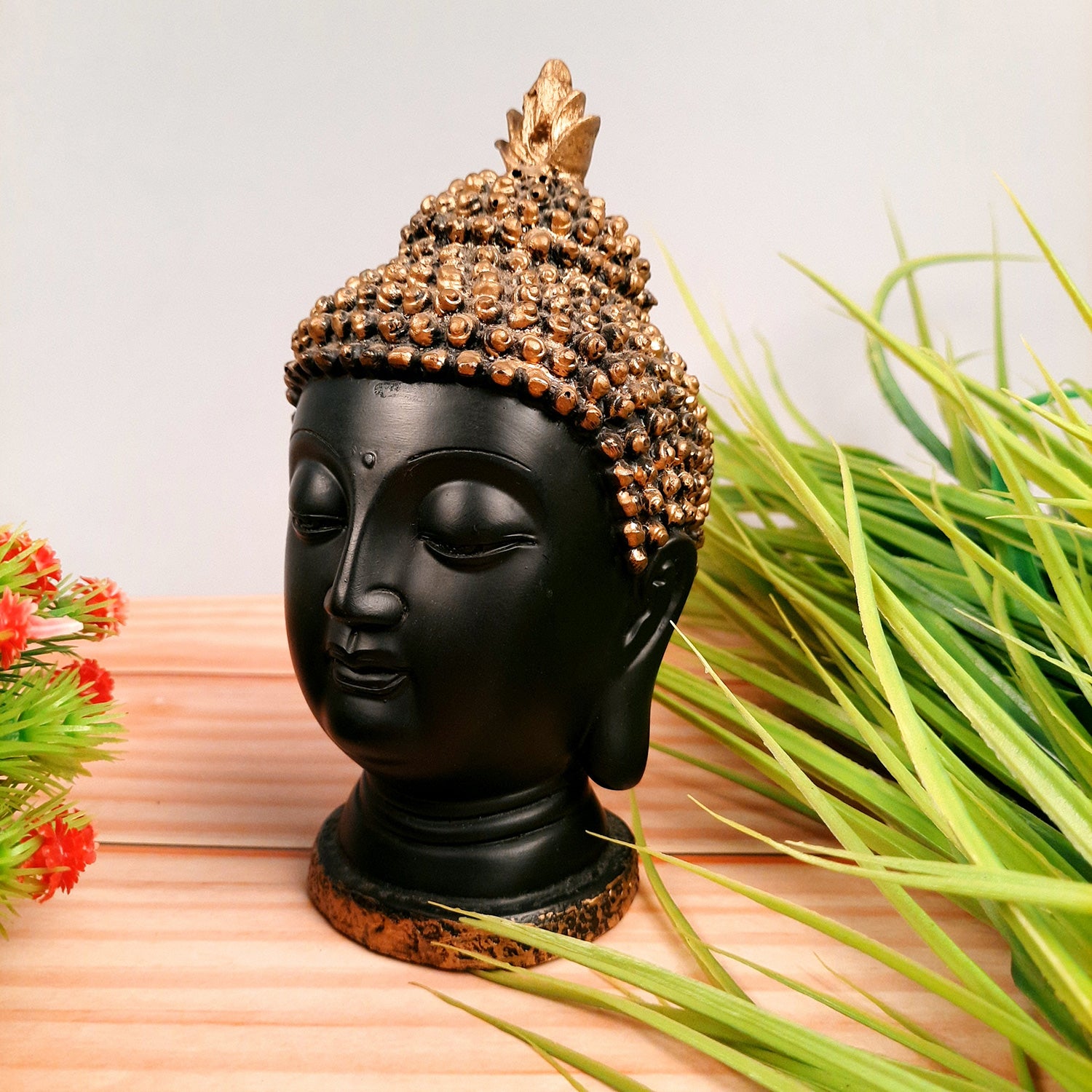 Buddha Showpiece | Lord Buddha Head Idol Statue - For Living room, Home, Table, Shelf, Office Decor | Housewarming Gifts, Gift for Him - 7 Inch - Apkamart