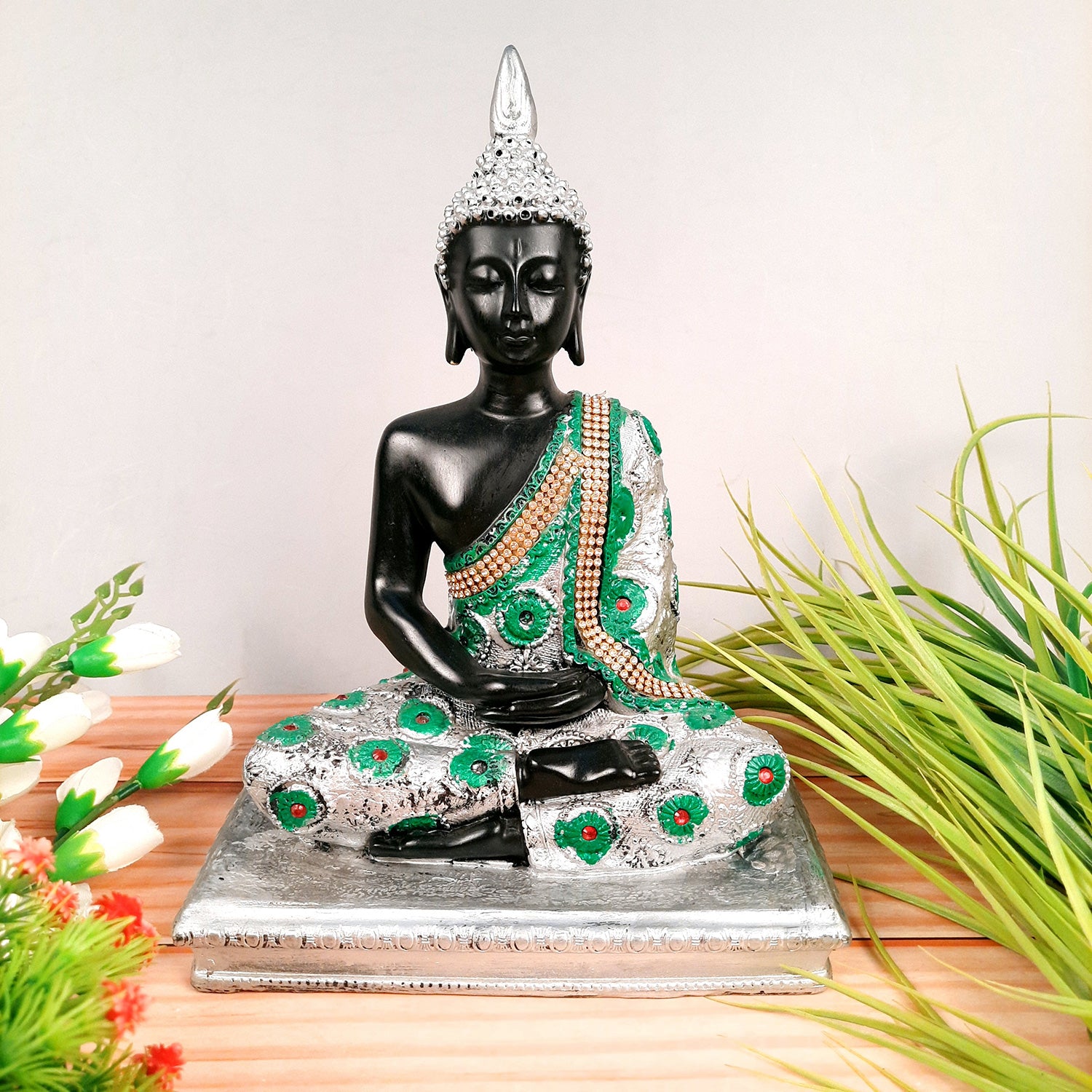 Buddha Statue | Lord Gautam Buddha in Meditation Idol Showpiece - For Living room, Home, Table, Shelf, Office Decor & Gift - 11 Inch - Apkamart