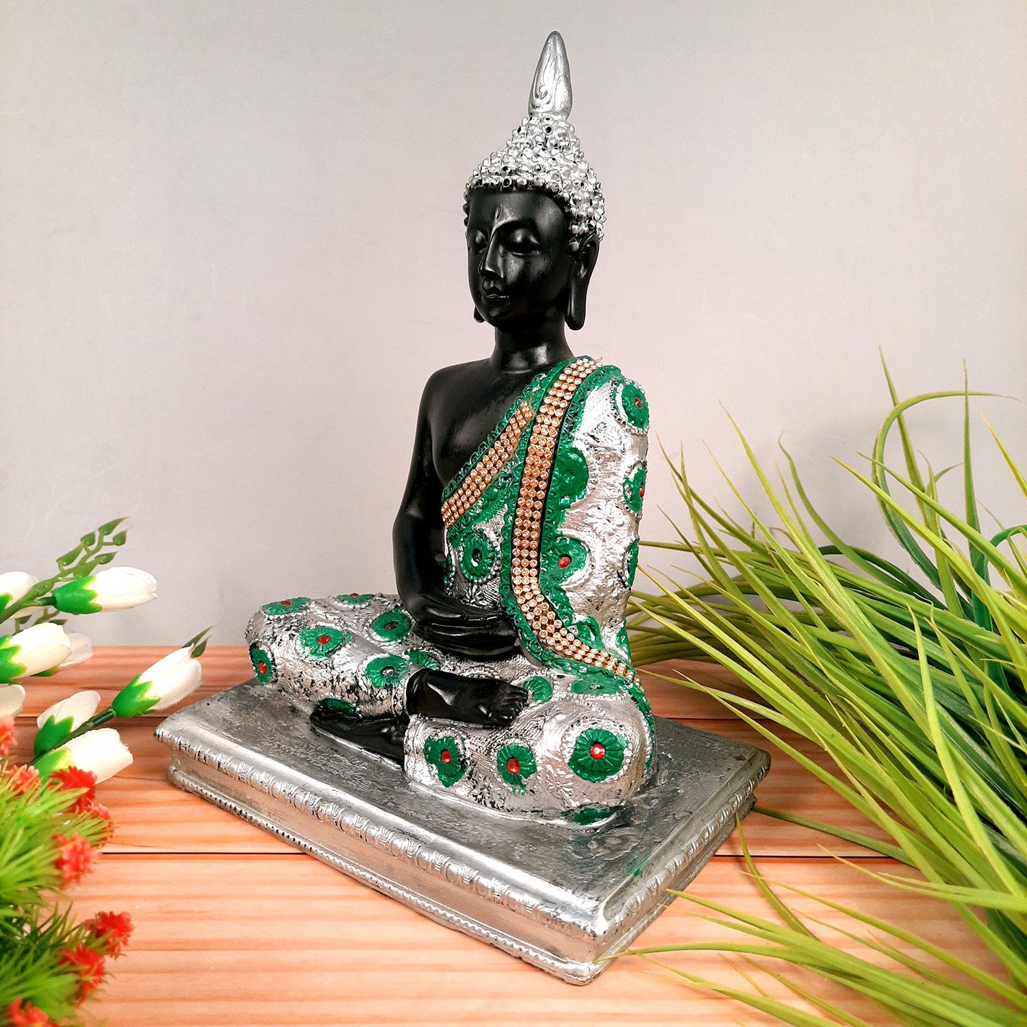 Buddha Statue | Lord Gautam Buddha in Meditation Idol Showpiece - For Living room, Home, Table, Shelf, Office Decor & Gift - 11 Inch - Apkamart