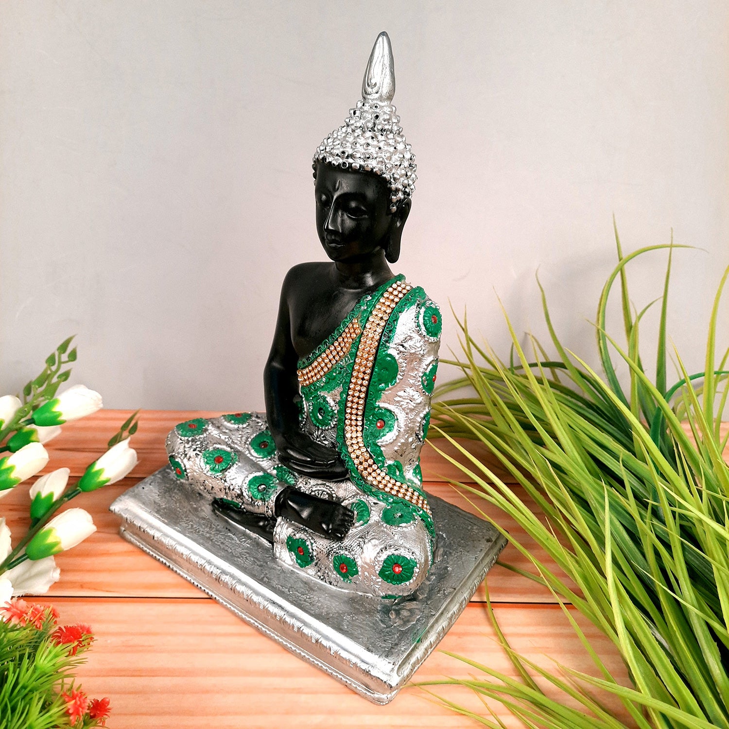 Buddha Statue | Lord Gautam Buddha in Meditation Idol Showpiece - For Living room, Home, Table, Shelf, Office Decor & Gift - 11 Inch - Apkamart