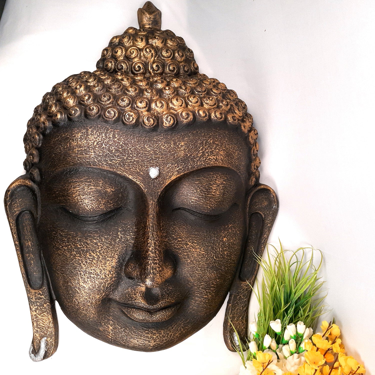 Buddha Face Wall Hanging | Big Buddha Wall decor - For Living Room, Home Decor & Gifts - 37 Inch - apkamart