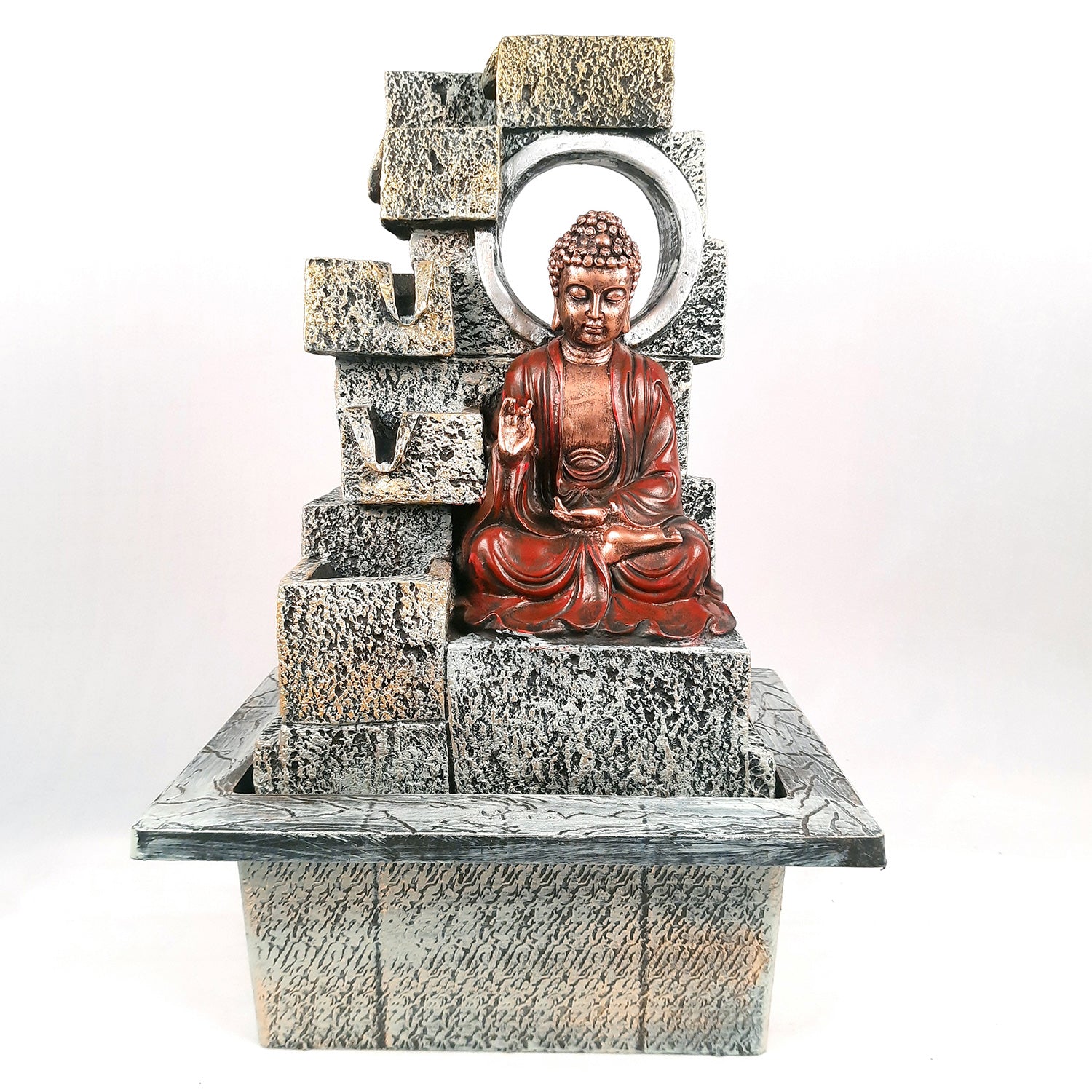 Table Top Water Fountain With Buddha Statue | Indoor Fountains - 4 Steps Waterfall  - For Vastu, Table, Office, Living Room, Home Decor & Gifts | Wedding & House Warming Gift - 22 Inch - Apkamart #Style_Design 2