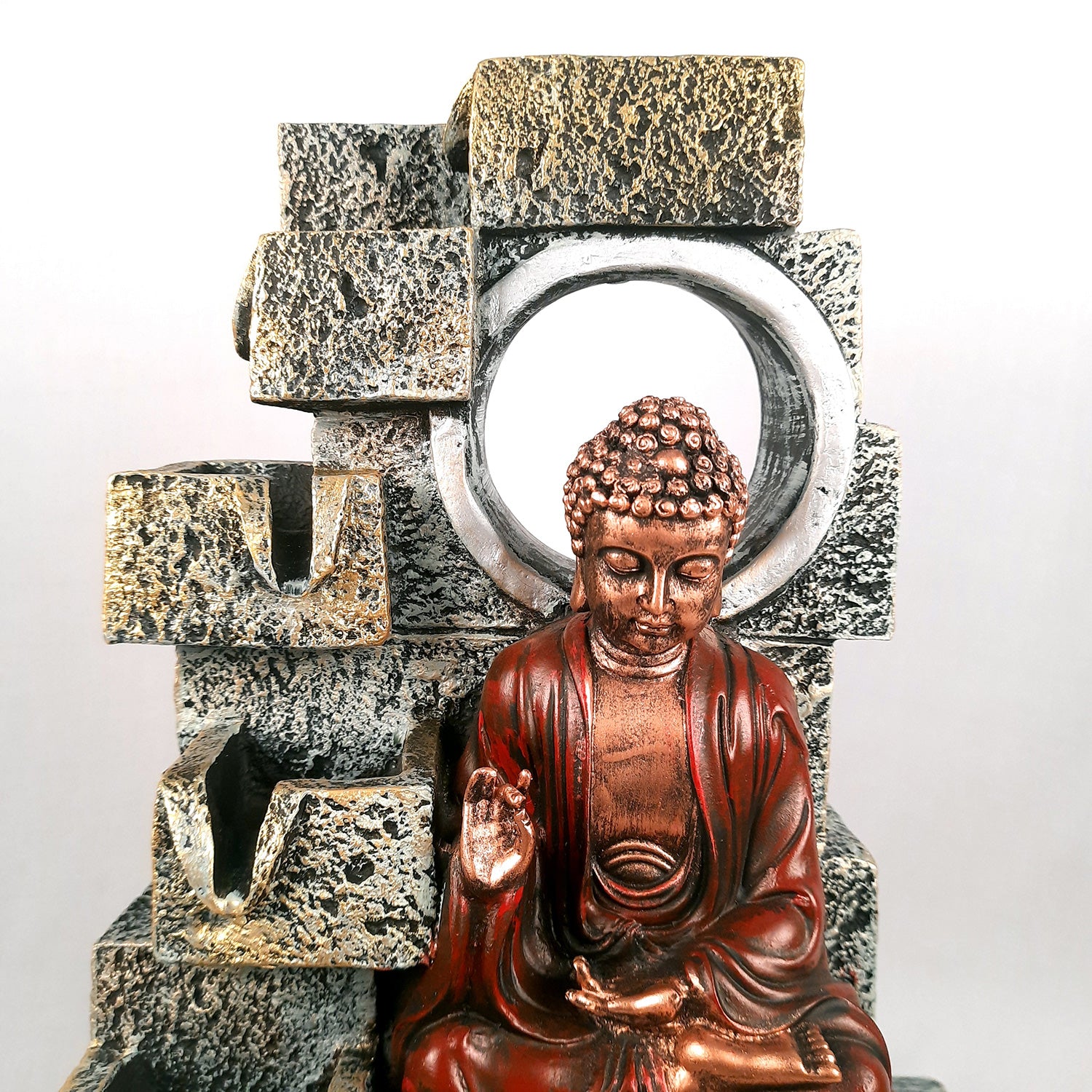 Table Top Water Fountain With Buddha Statue | Indoor Fountains - 4 Steps Waterfall  - For Vastu, Table, Office, Living Room, Home Decor & Gifts | Wedding & House Warming Gift - 22 Inch - Apkamart #Style_Design 2