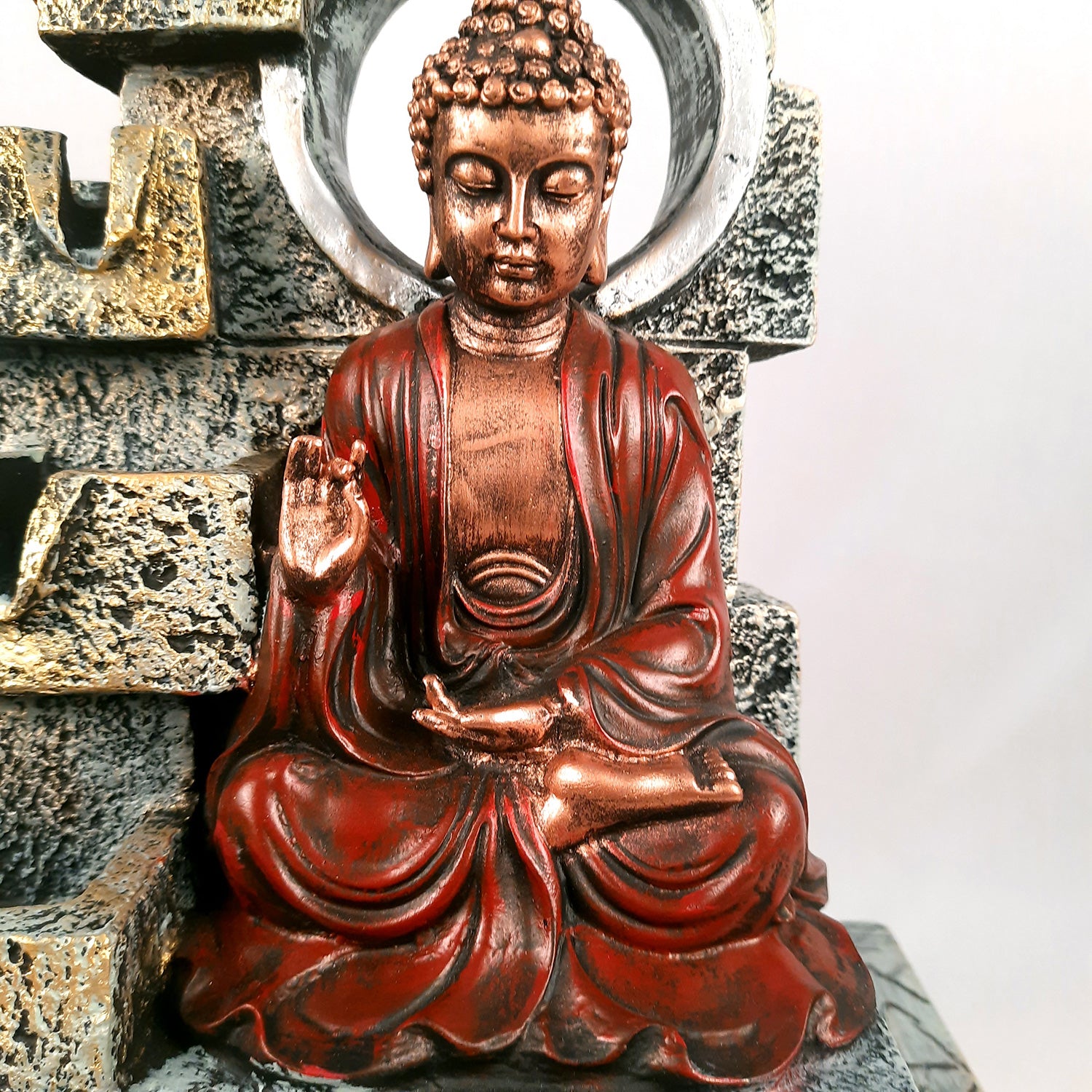 Table Top Water Fountain With Buddha Statue | Indoor Fountains - 4 Steps Waterfall  - For Vastu, Table, Office, Living Room, Home Decor & Gifts | Wedding & House Warming Gift - 22 Inch - Apkamart #Style_Design 2