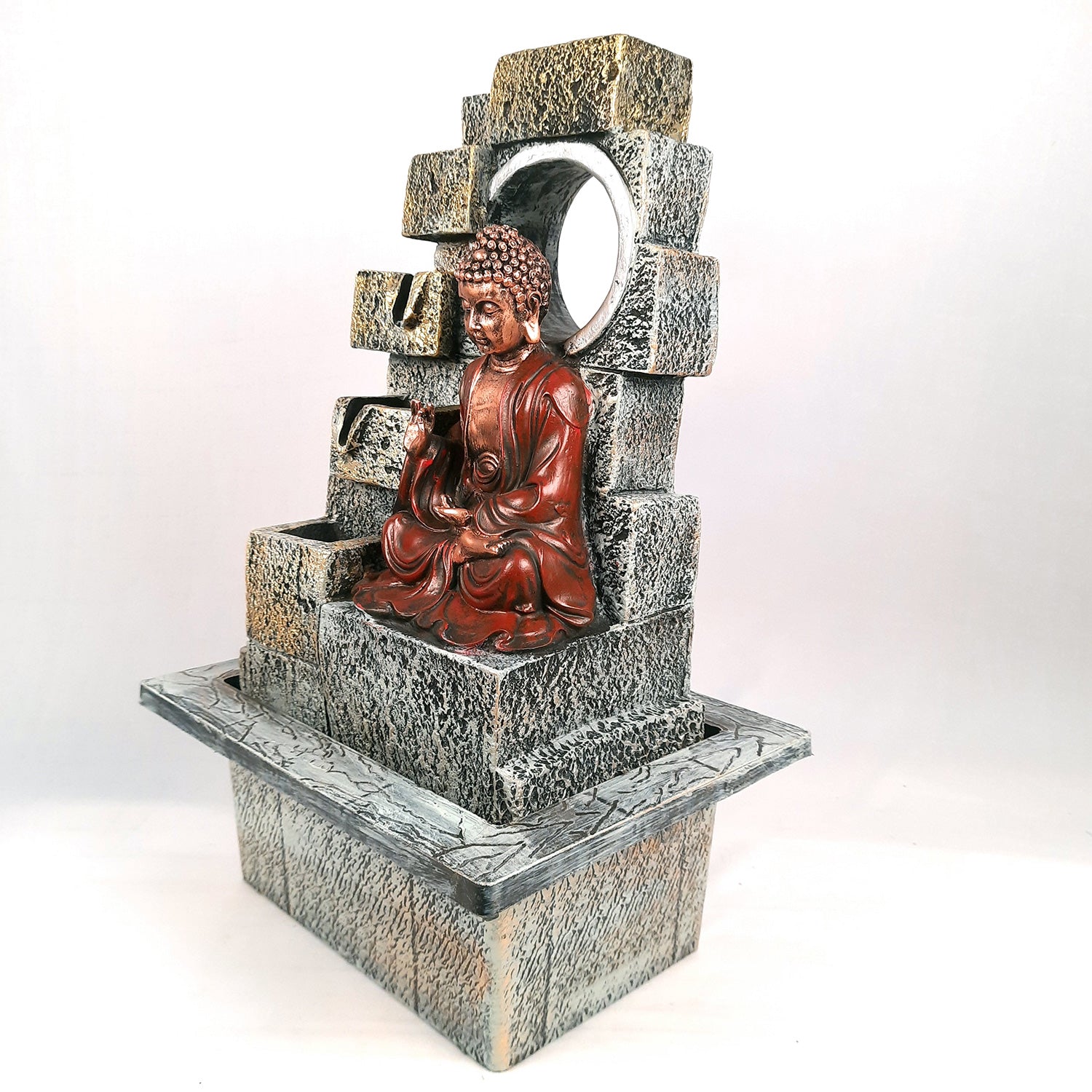 Table Top Water Fountain With Buddha Statue | Indoor Fountains - 4 Steps Waterfall  - For Vastu, Table, Office, Living Room, Home Decor & Gifts | Wedding & House Warming Gift - 22 Inch - Apkamart #Style_Design 2