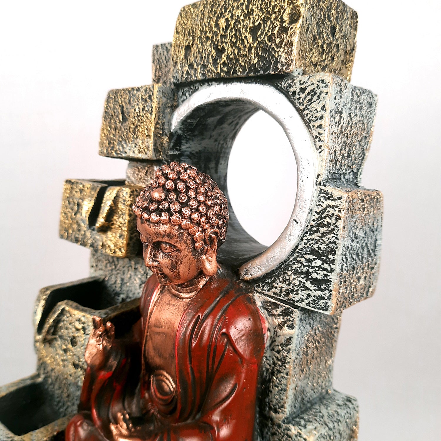 Table Top Water Fountain With Buddha Statue | Indoor Fountains - 4 Steps Waterfall  - For Vastu, Table, Office, Living Room, Home Decor & Gifts | Wedding & House Warming Gift - 22 Inch - Apkamart #Style_Design 2