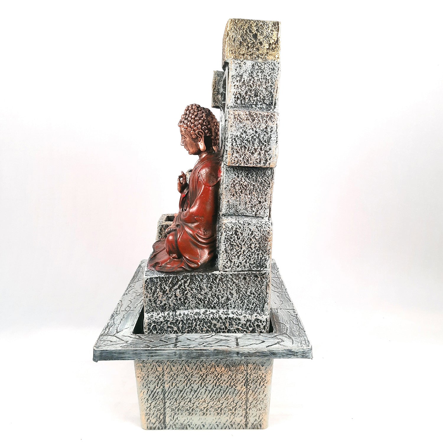 Table Top Water Fountain With Buddha Statue | Indoor Fountains - 4 Steps Waterfall  - For Vastu, Table, Office, Living Room, Home Decor & Gifts | Wedding & House Warming Gift - 22 Inch - Apkamart #Style_Design 2