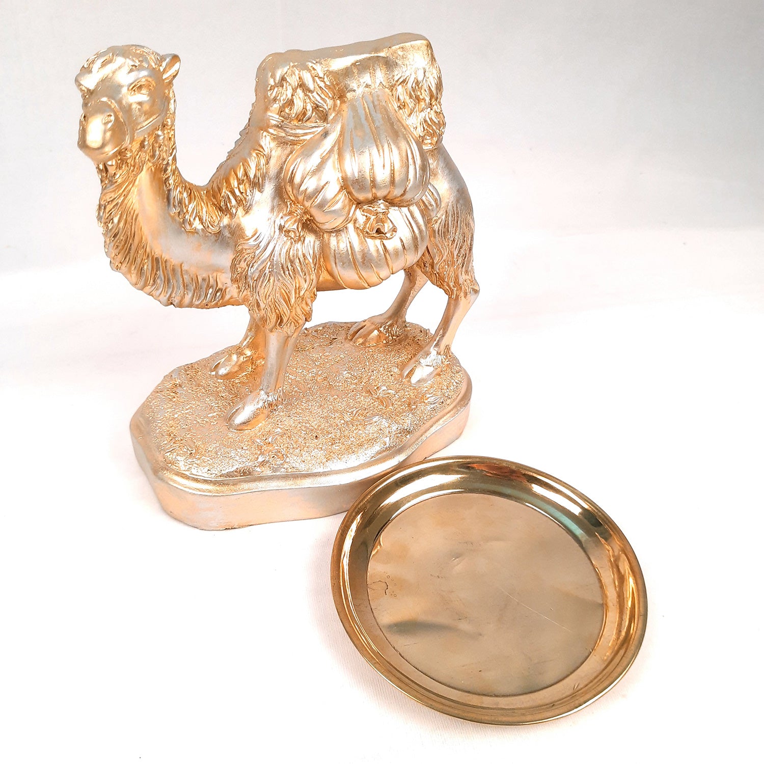 Camel Showpiece With Detachable Tray | Camel Statue | Decorative Items - for Home, Table, Living Room, Corner Decor & Gifts - 8 Inch - Apkamart #Color_Gold