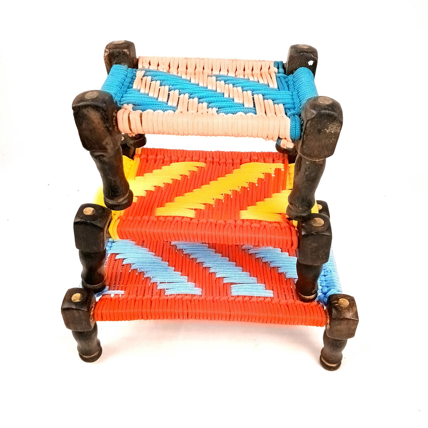 Charpai Khaat Bed Miniature | Wood & Jute Small Chaarpai Cot - for Ladoo Gopal Ji, Home Decor, For keeping God Showpiece | Kids Toys Gift (Pack of 3) - Apkamart #Style_Design 2