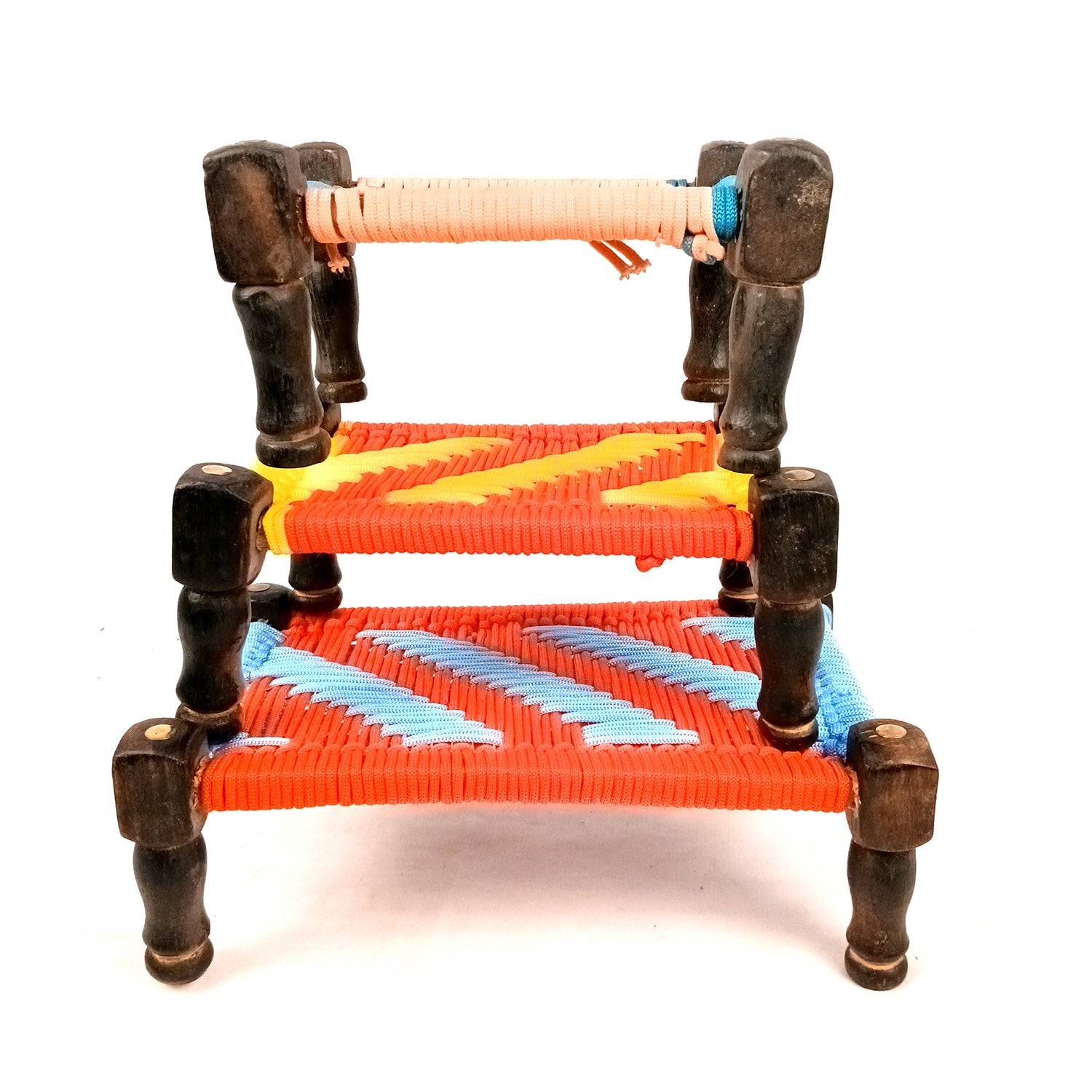 Charpai Khaat Bed Miniature | Wood & Jute Small Chaarpai Cot - for Ladoo Gopal Ji, Home Decor, For keeping God Showpiece | Kids Toys Gift (Pack of 3) - Apkamart #Style_Design 2