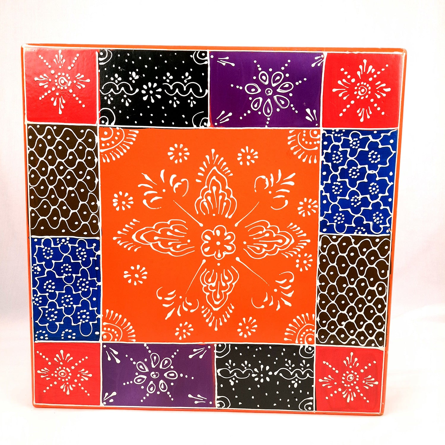 Puja Chowki Bajot Wooden | Wooden Pooja Peeta Table | Stool / Aasan for God Idols - for Festivals, Home, living Room, Corner, Mandir Decoration & Gifts - 15 Inch - apkamart