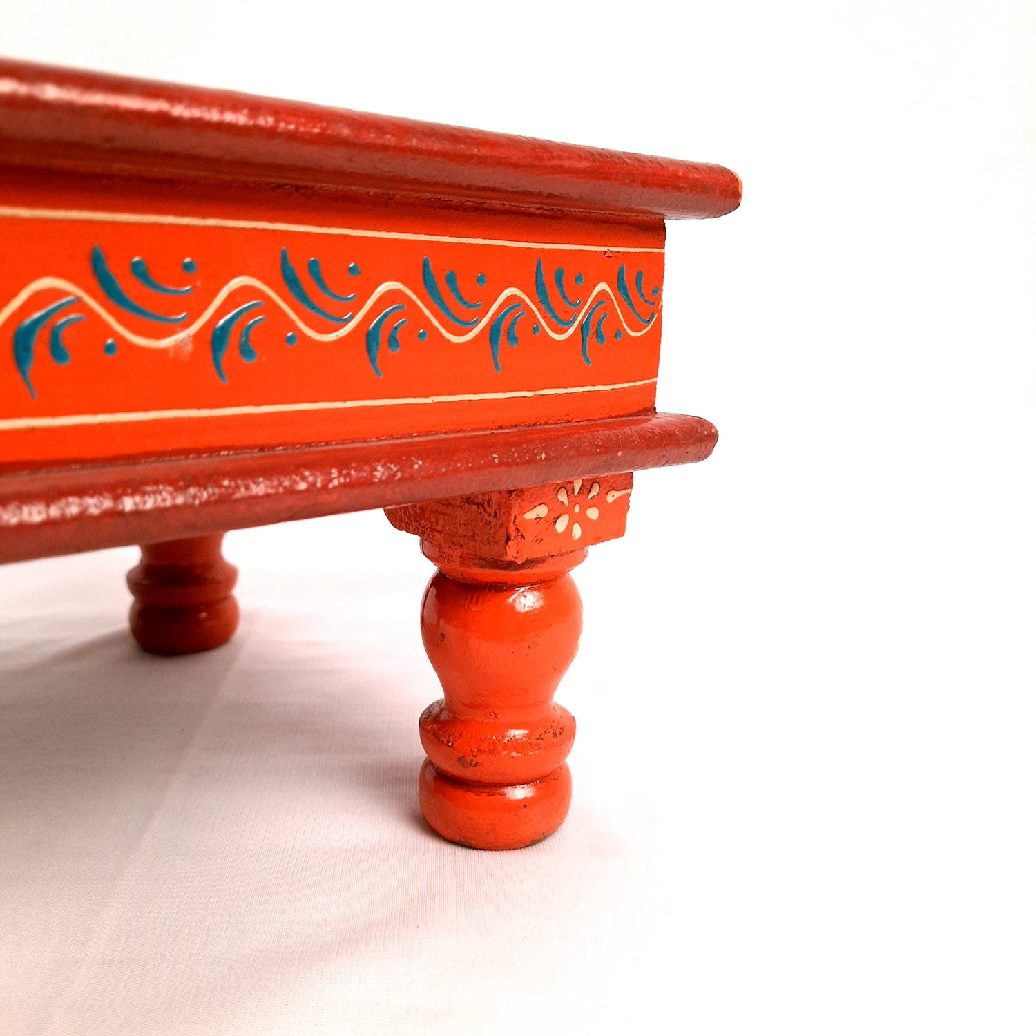 Puja Chowki Bajot| Wooden Chauki For Sitting | Peeta / Patla - For Home, living Room, Corner, Mandir Decoration & Gifts - 10 Inch - apkamart