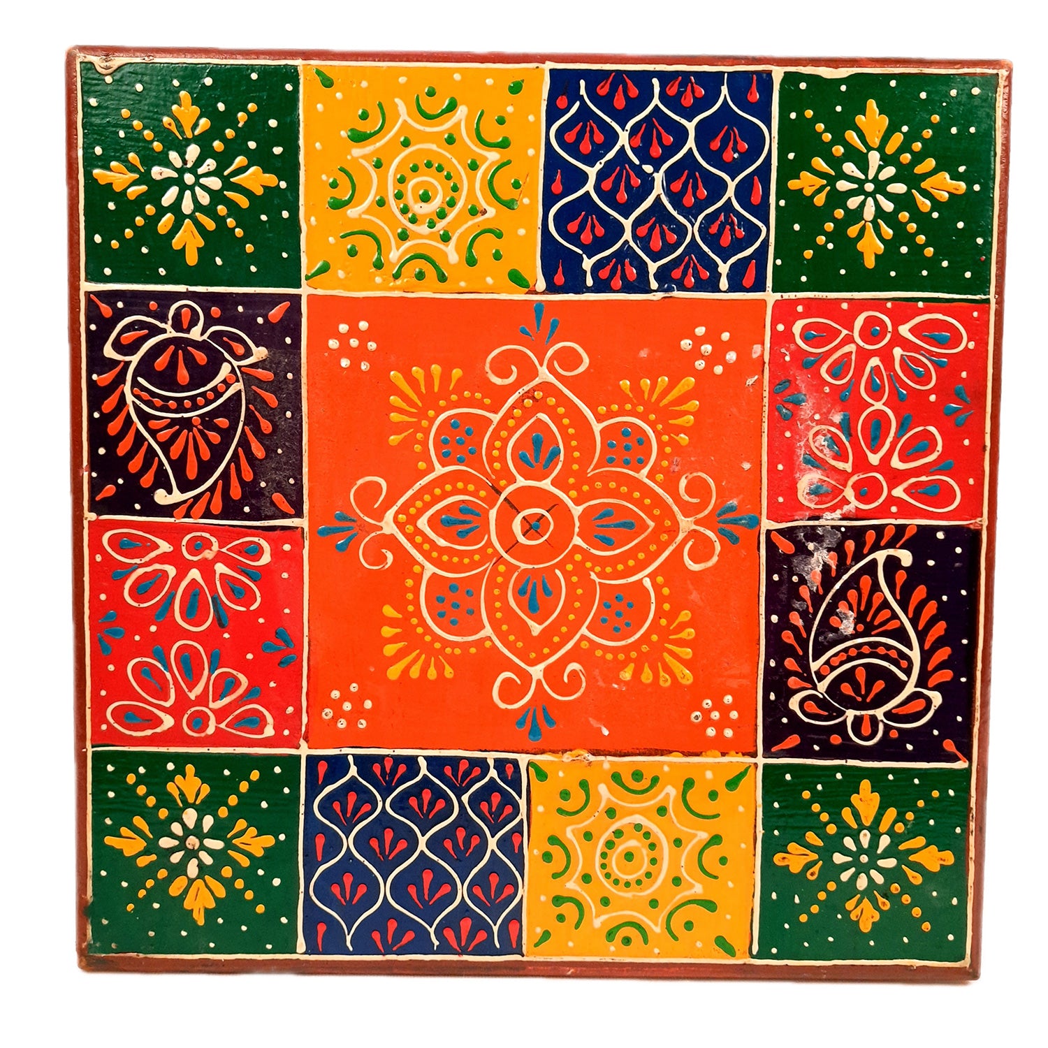 Puja Chowki Bajot| Wooden Chauki For Sitting | Peeta / Patla - For Home, living Room, Corner, Mandir Decoration & Gifts - 10 Inch - apkamart