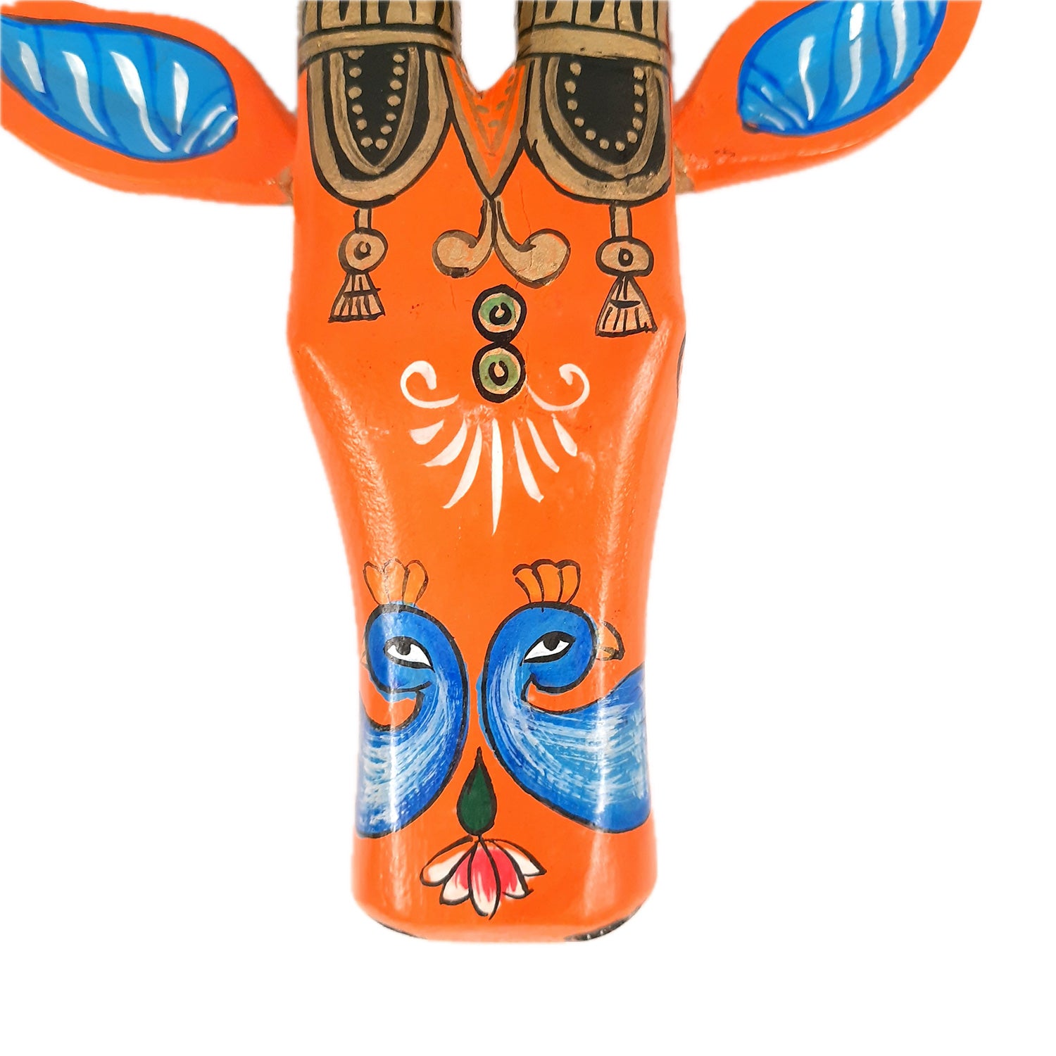 Wooden Cow Head Wall Hanging | Bull Face Wall Decor | Vintage Decor - For Home, Living Room, Entrance, Puja Room & Gifts - Apkamart #Size_Big