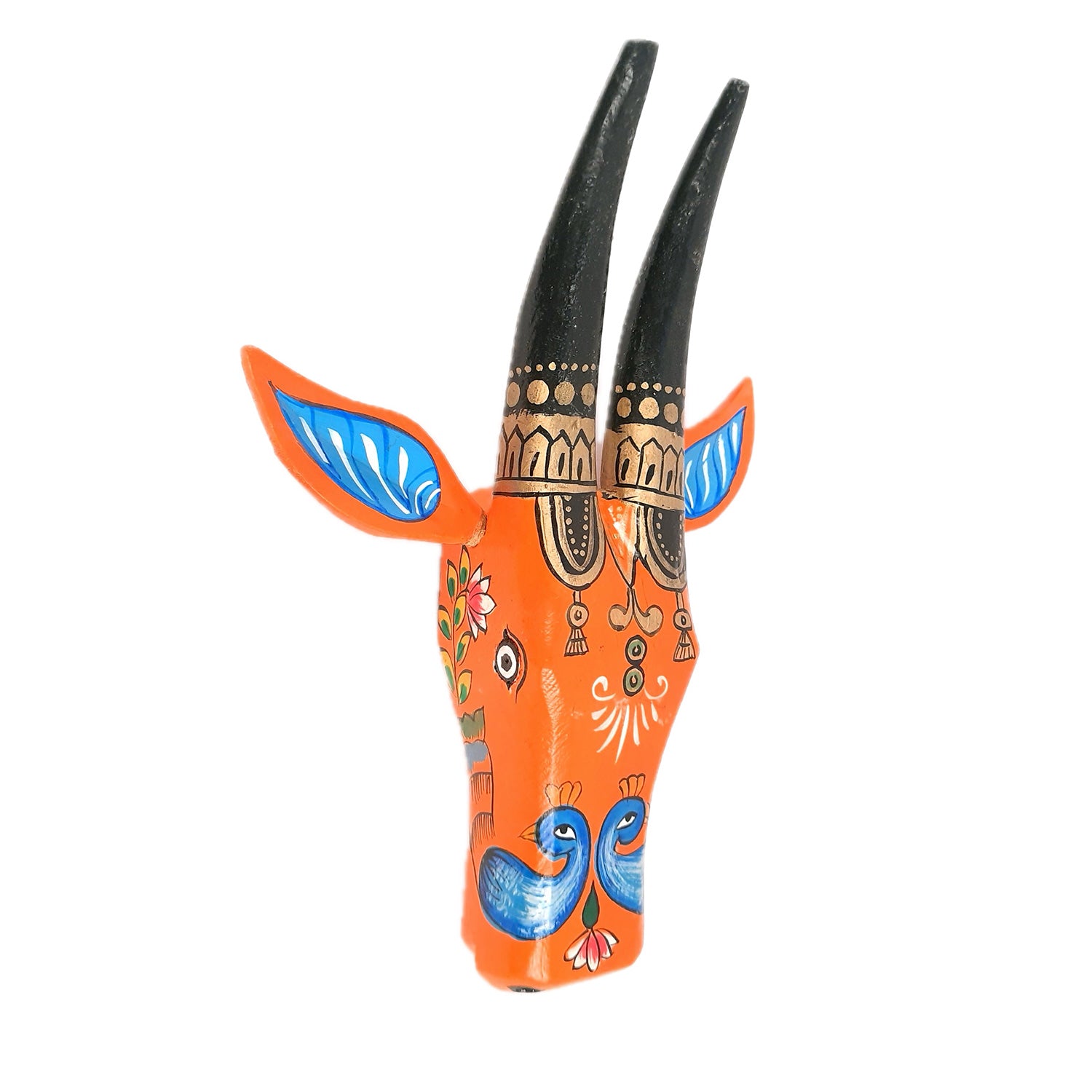 Wooden Cow Head Wall Hanging | Bull Face Wall Decor | Vintage Decor - For Home, Living Room, Entrance, Puja Room & Gifts - Apkamart #Size_Big