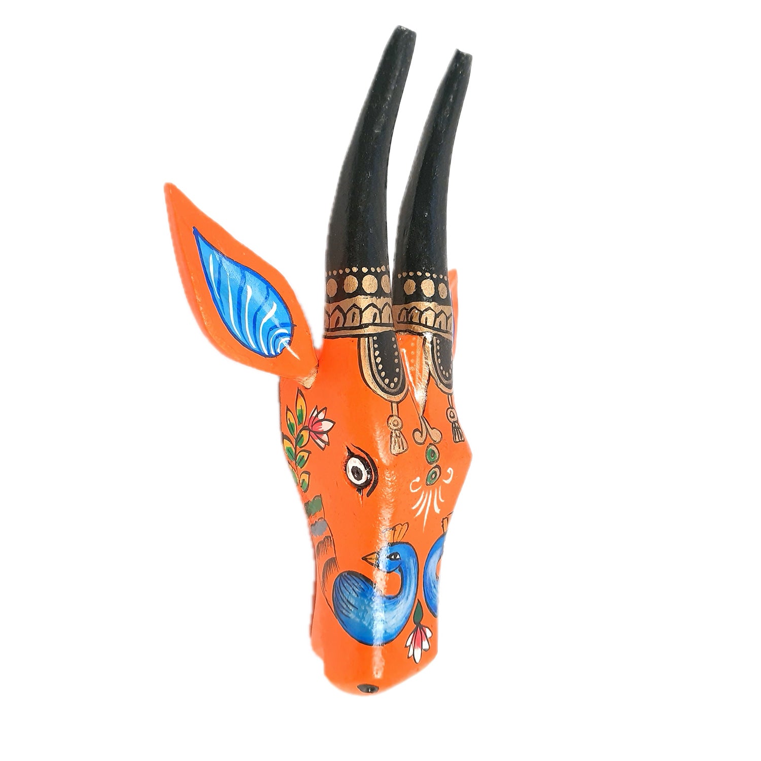 Wooden Cow Head Wall Hanging | Bull Face Wall Decor | Vintage Decor - For Home, Living Room, Entrance, Puja Room & Gifts - Apkamart #Size_Small