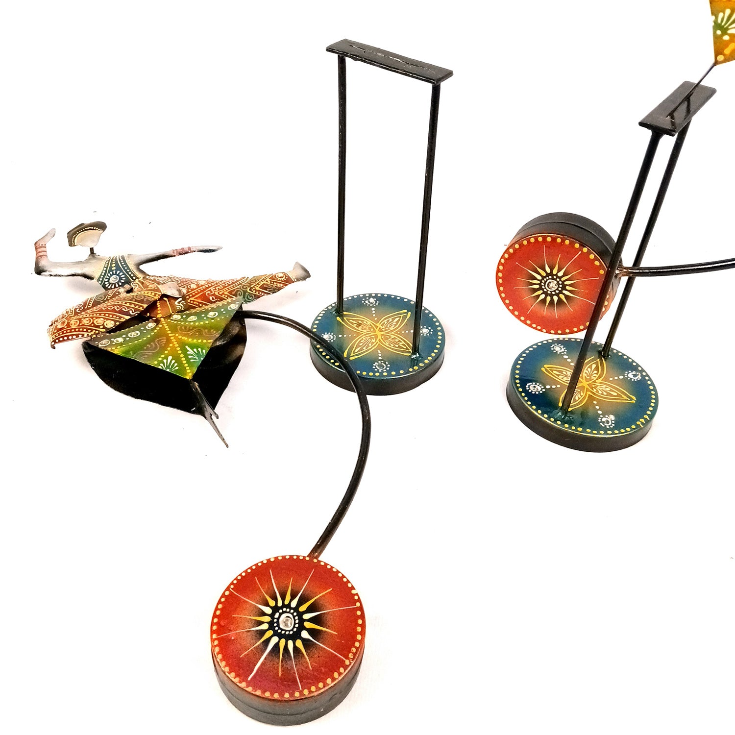 Dancing Girls Decorative Showpiece | Traditional Classical Dancers Bouncing Figurines - for Home, Living Room, TV Unit Decor & Gifts - 21 Inch (Set of 2) - Apkamart