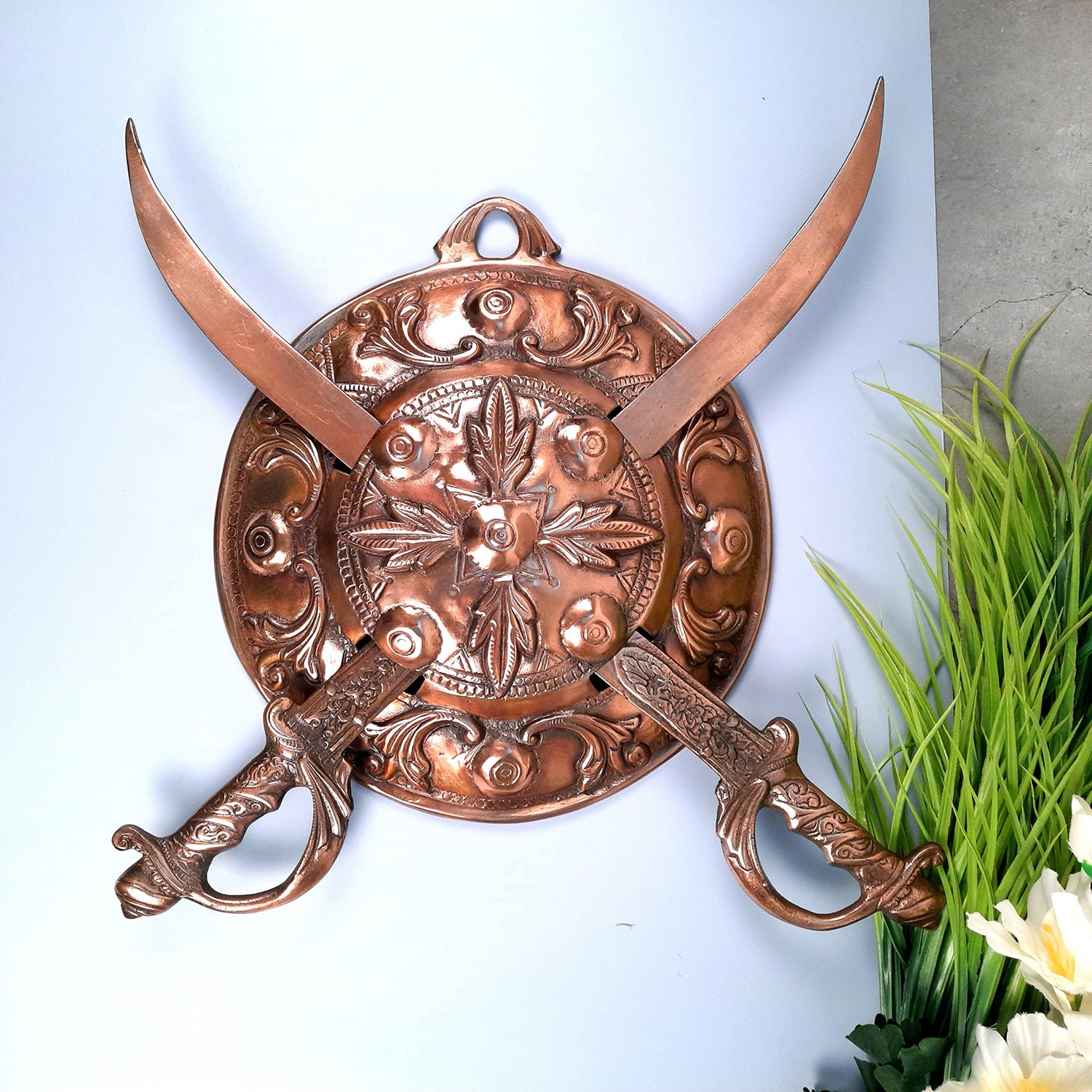 Dhal Talwar Wall Hanging | Sword & Shield Wall Mount Hangings - For Home, Living Room, Wall Decor & Gifts - 21 Inch