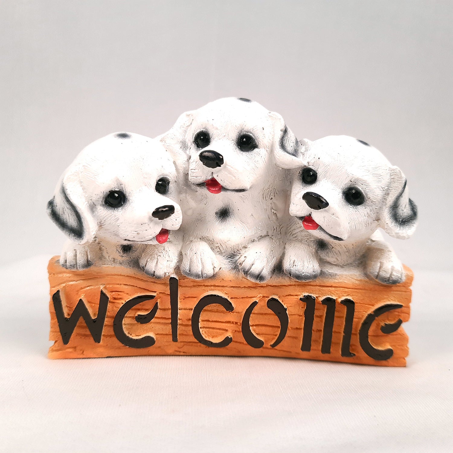 Welcome Dog Showpiece Statue | Animal Figurine - for Door, Entrance, Living Room, Kitchen Decor, House Warming Gifts - 6 Inch - Apkamart