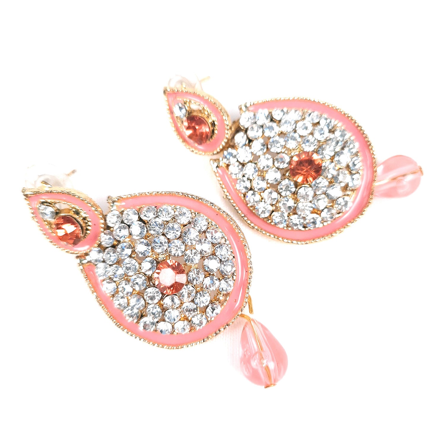 Earrings - Pink Dangle Chandelier | American Diamond Jewelry | Latest Stylish Fashion Jewellery | Gifts for Her, Friendship Day, Valentine's Day Gift - apkamart