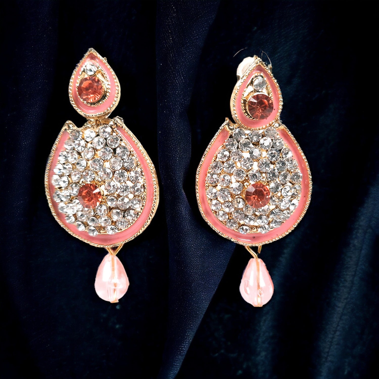 Earrings - Pink Dangle Chandelier | American Diamond Jewelry | Latest Stylish Fashion Jewellery | Gifts for Her, Friendship Day, Valentine's Day Gift - apkamart