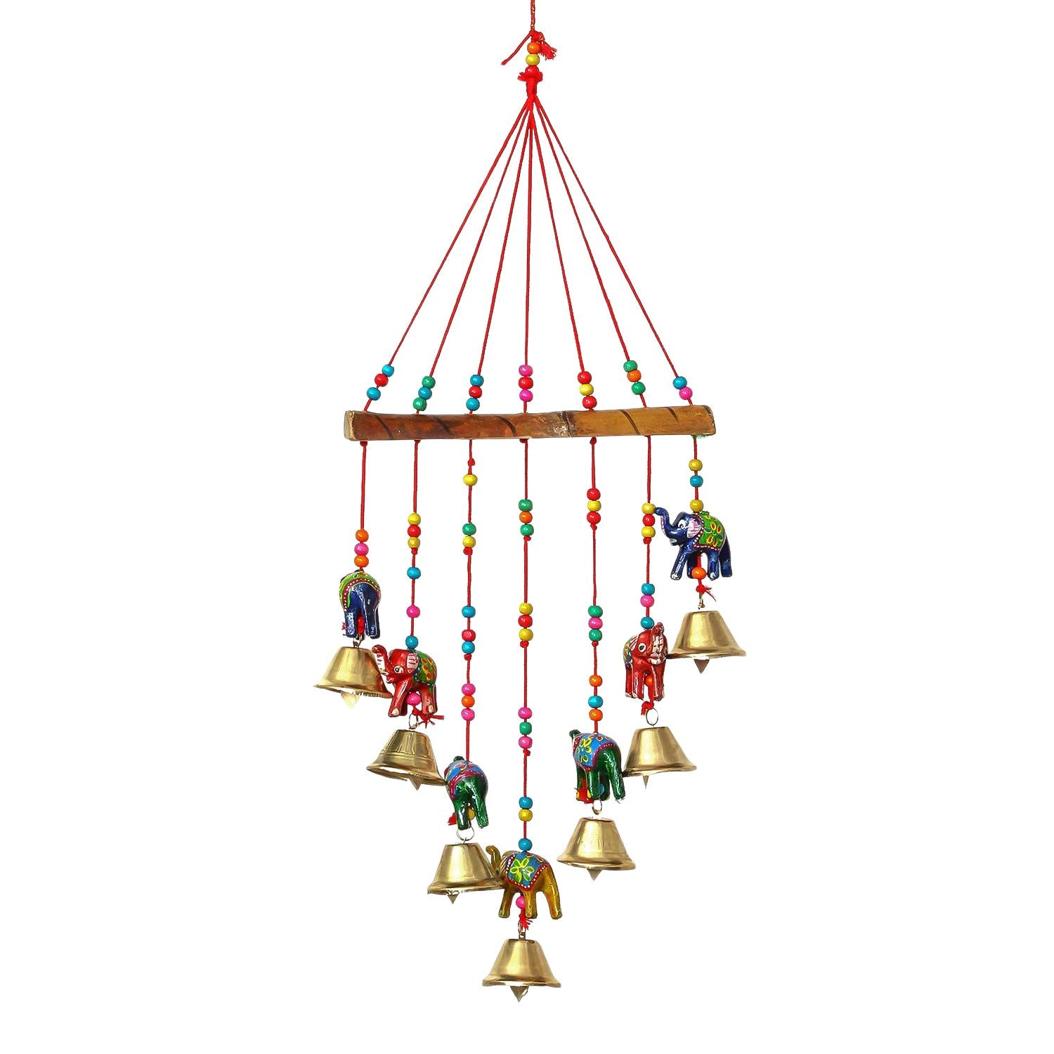 Latkan Toran Wall Hanging Set | Rajasthani Traditional Hangings with Bells - Elephant Design - For Main Door, Entrance, Wedding, Room, Home, Diwali Decoration - 14 Inch