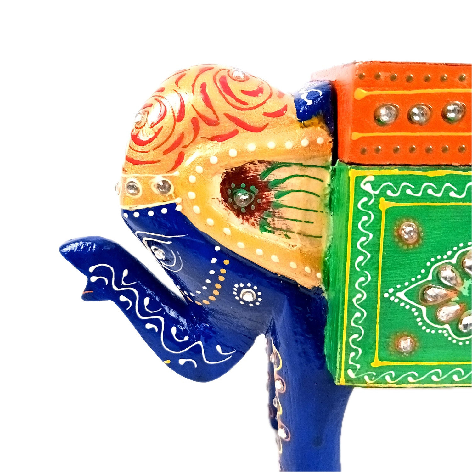 Jewellery Box - Elephant Design | Decorative Wooden Jewelry Box | Multipurpose Storage Box - For Home, Table Decor, Earring, Necklace & Gifts - Apkamart #Color_Blue