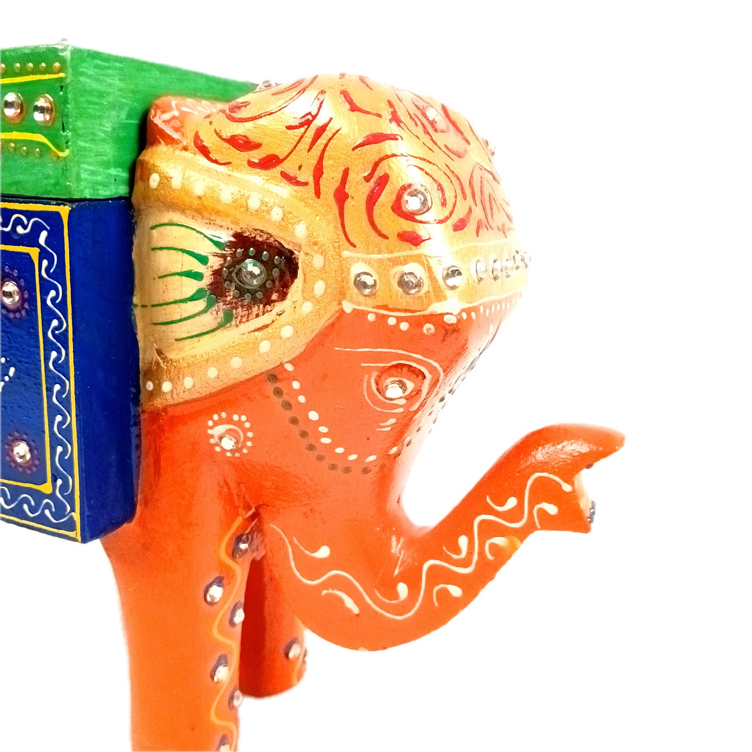 Jewellery Box - Elephant Design | Decorative Wooden Jewelry Box | Multipurpose Storage Box - For Home, Table Decor, Earring, Necklace & Gifts - Apkamart #Color_Orange