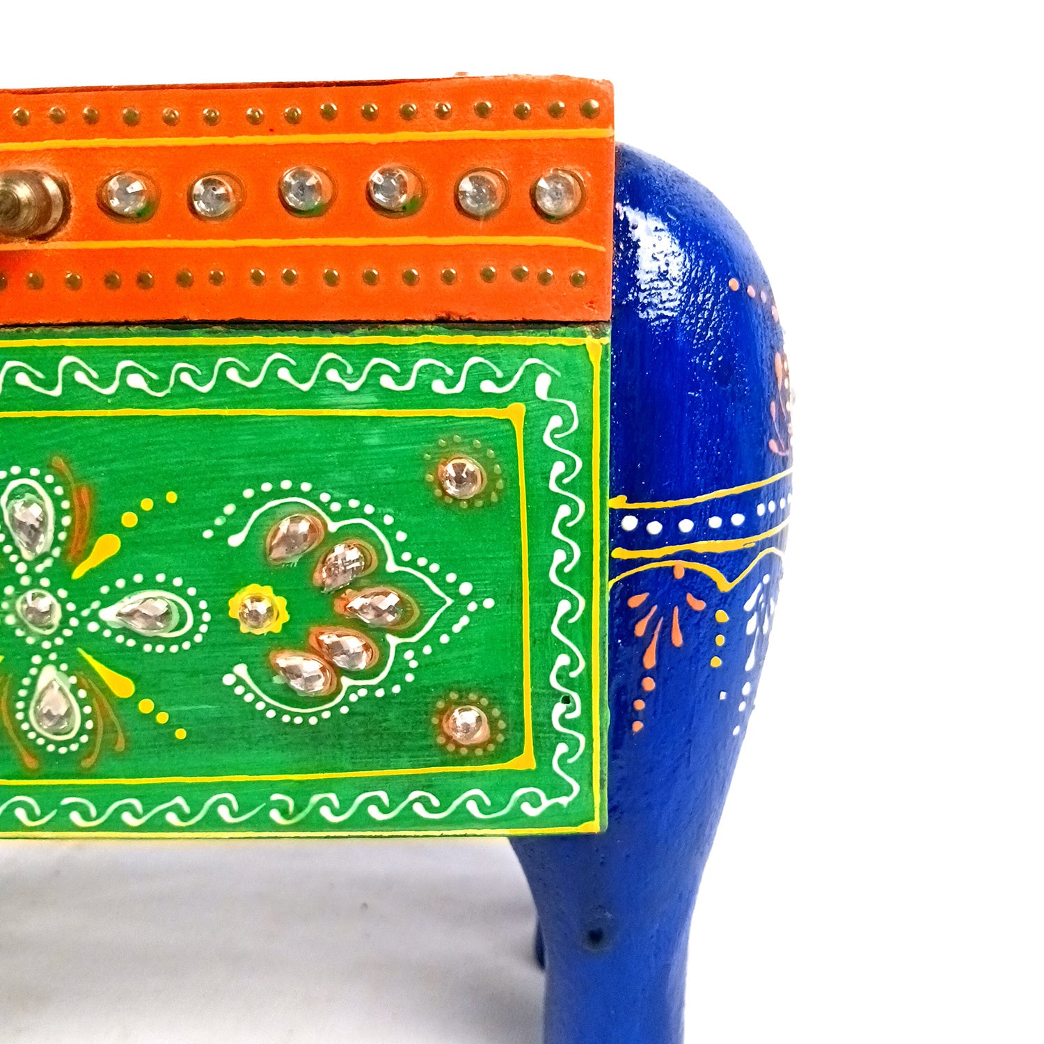 Jewellery Box - Elephant Design | Decorative Wooden Jewelry Box | Multipurpose Storage Box - For Home, Table Decor, Earring, Necklace & Gifts - Apkamart #Color_Blue