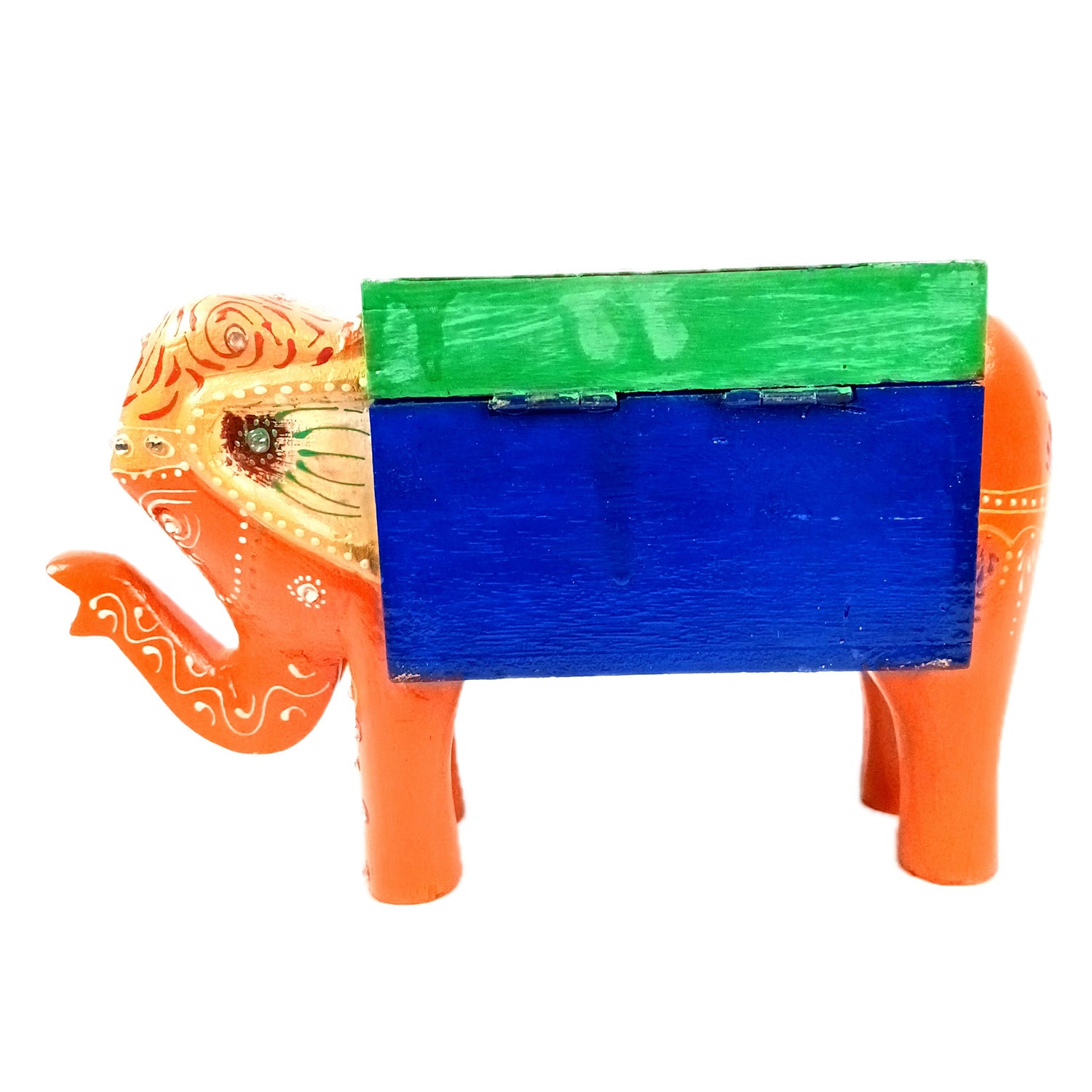 Jewellery Box - Elephant Design | Decorative Wooden Jewelry Box | Multipurpose Storage Box - For Home, Table Decor, Earring, Necklace & Gifts - Apkamart #Color_Orange