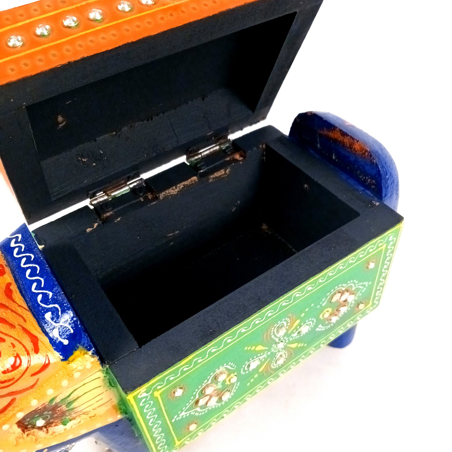 Jewellery Box - Elephant Design | Decorative Wooden Jewelry Box | Multipurpose Storage Box - For Home, Table Decor, Earring, Necklace & Gifts - Apkamart #Color_Blue