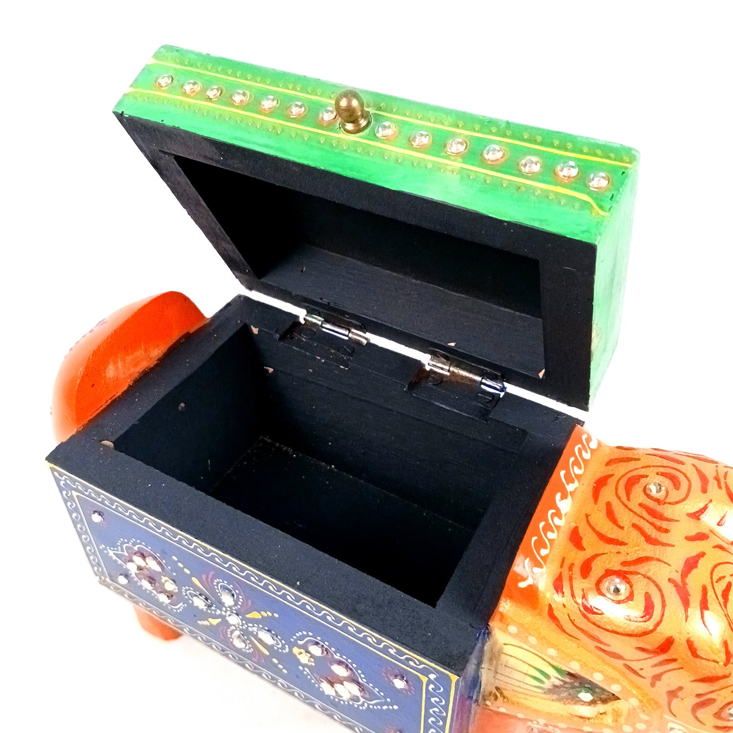 Jewellery Box - Elephant Design | Decorative Wooden Jewelry Box | Multipurpose Storage Box - For Home, Table Decor, Earring, Necklace & Gifts - Apkamart #Color_Orange