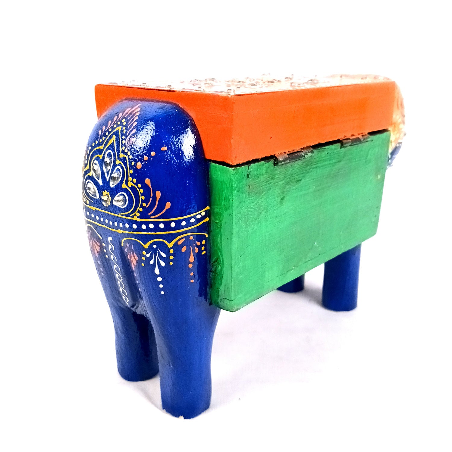 Jewellery Box - Elephant Design | Decorative Wooden Jewelry Box | Multipurpose Storage Box - For Home, Table Decor, Earring, Necklace & Gifts - Apkamart #Color_Blue