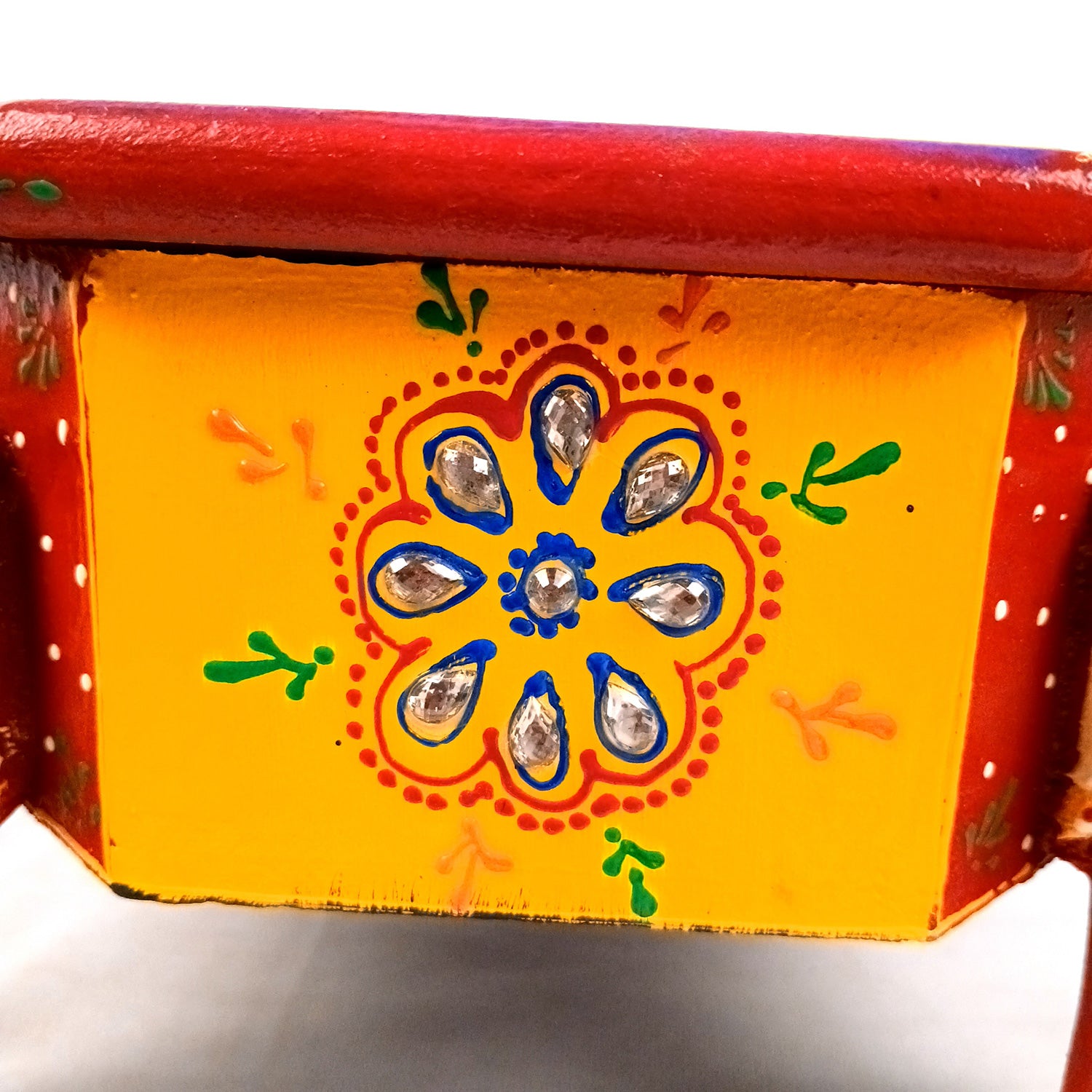 Jewellery Box Elephant Design | Wooden Multipurpose Jewelry Box - With Vibrant Hand Painting & Kundan Work - For Home, Table, Earring, Rings, Necklace & Gifts apkamart