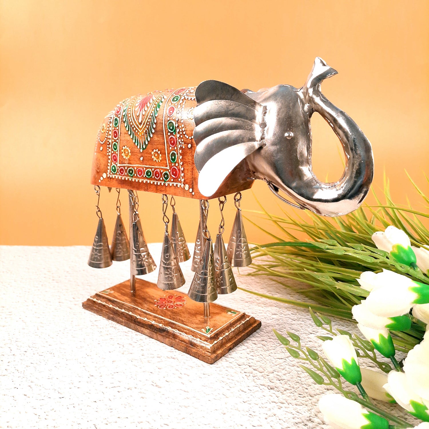 Elephant With Bells Showpiece for Home Decor | Stylish Table Decor & Gift Item | Elegant Figurine for Living Room, Bedroom & Office Decoration - 11 Inch - Apkamart #Style_Design 2