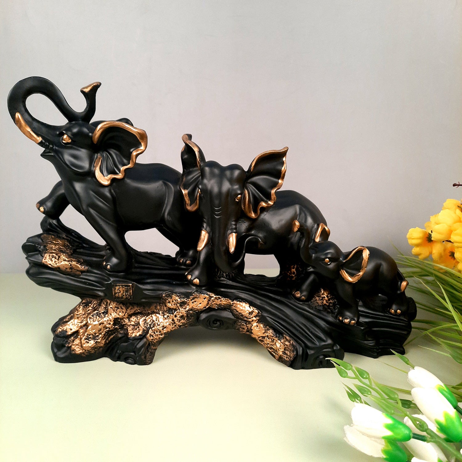 Elephant Statue Showpiece | Elephant Figurines for Vastu & Good Luck - for Home Decor, Living Room, Office Desk & Gifts - 17 inch - apkamart