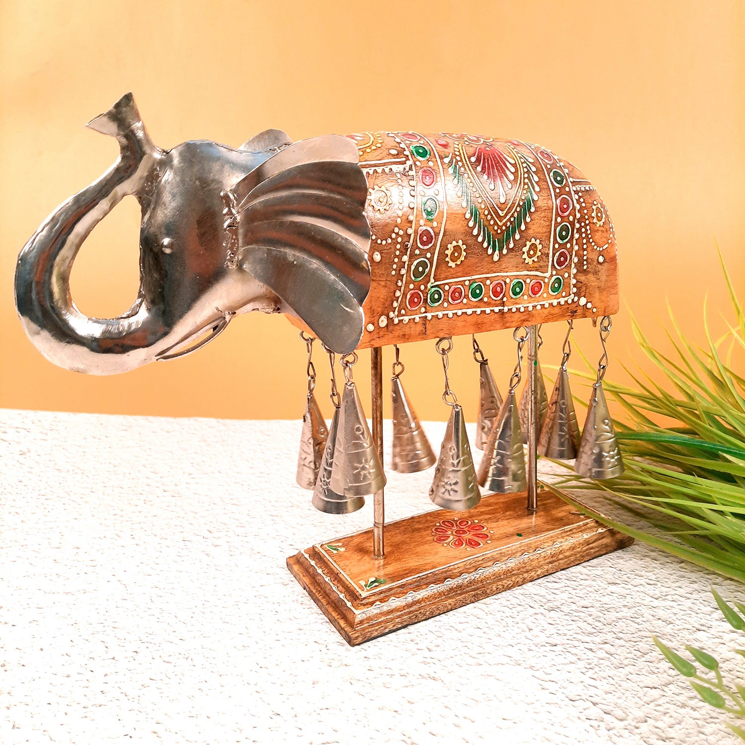 Elephant With Bells Showpiece for Home Decor | Stylish Table Decor & Gift Item | Elegant Figurine for Living Room, Bedroom & Office Decoration - 11 Inch - Apkamart #Style_Design 2