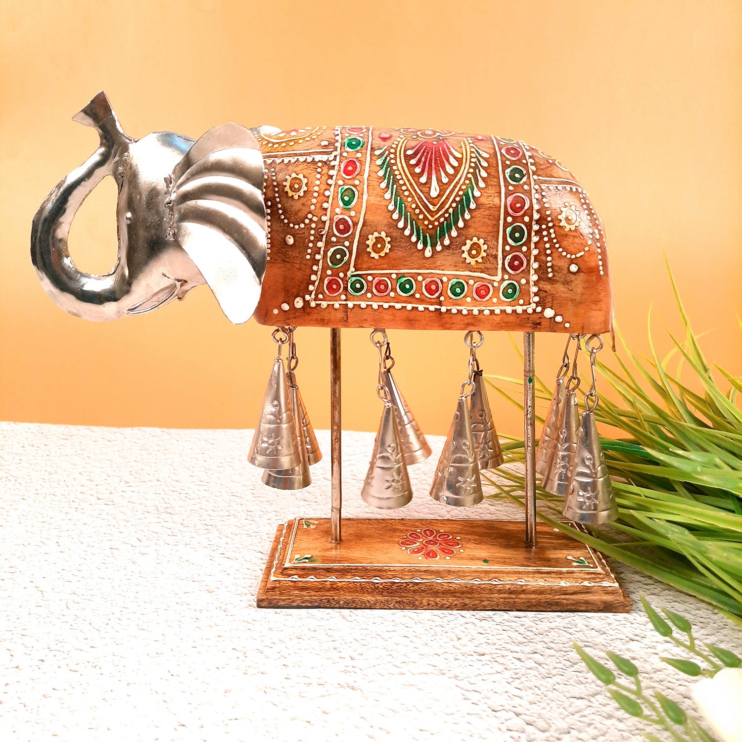 Elephant With Bells Showpiece for Home Decor | Stylish Table Decor & Gift Item | Elegant Figurine for Living Room, Bedroom & Office Decoration - 11 Inch - Apkamart #Style_Design 2