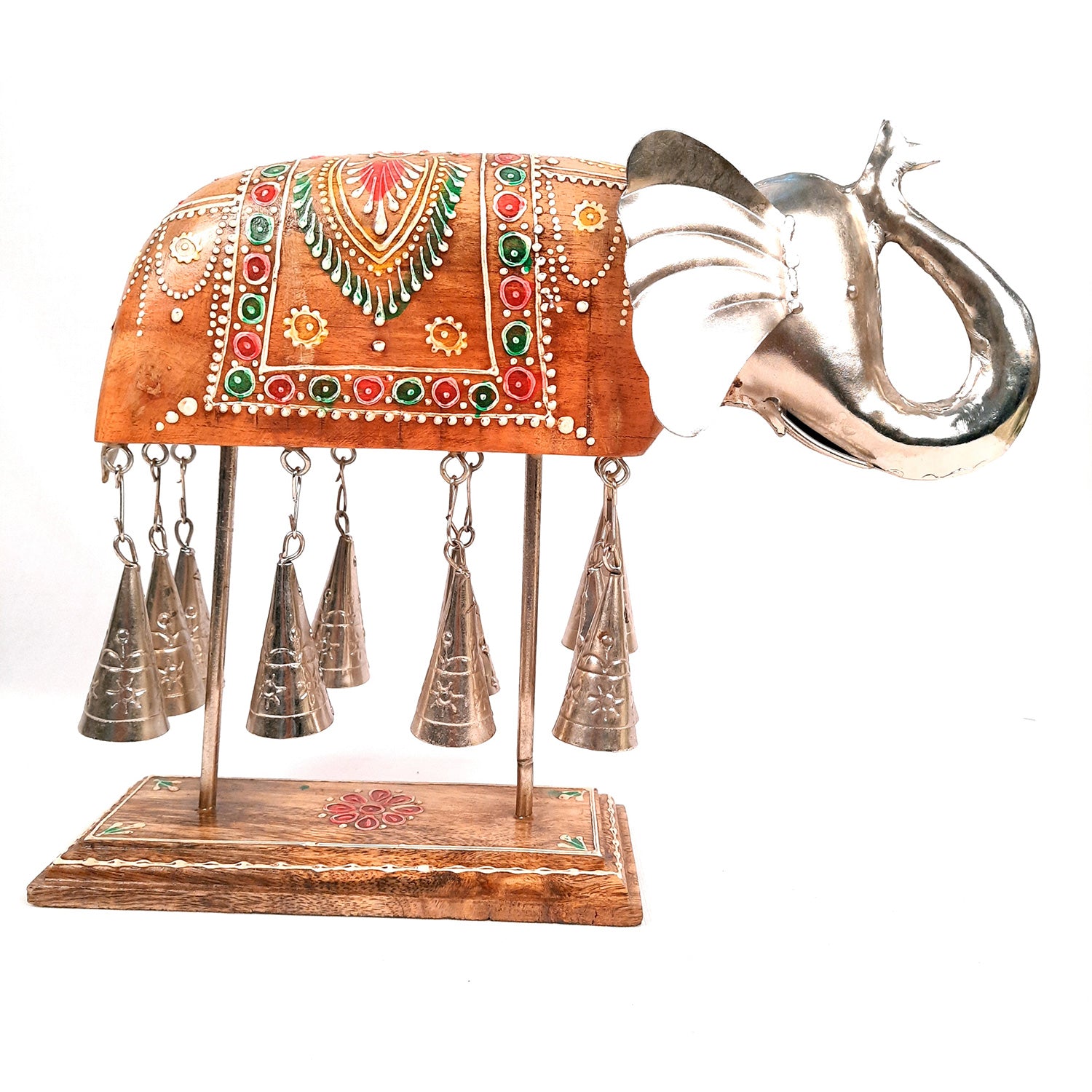 Elephant Showpiece Figurines | Metal Elephant Statue with Bells | Animal Sculptures - for Home, Vastu, Good Luck, Table & Office Decor & Gift - 10 Inch - Apkamart