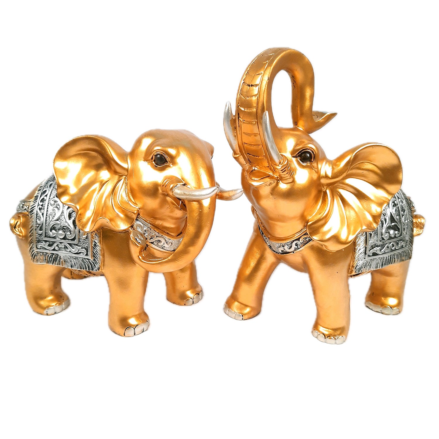 Elephant Statue Showpiece Set | Elephant Figurines for Vastu & Good Luck - for Home Decor, Living Room, Office Desk & Gifts - Apkamart #Style_Style 1